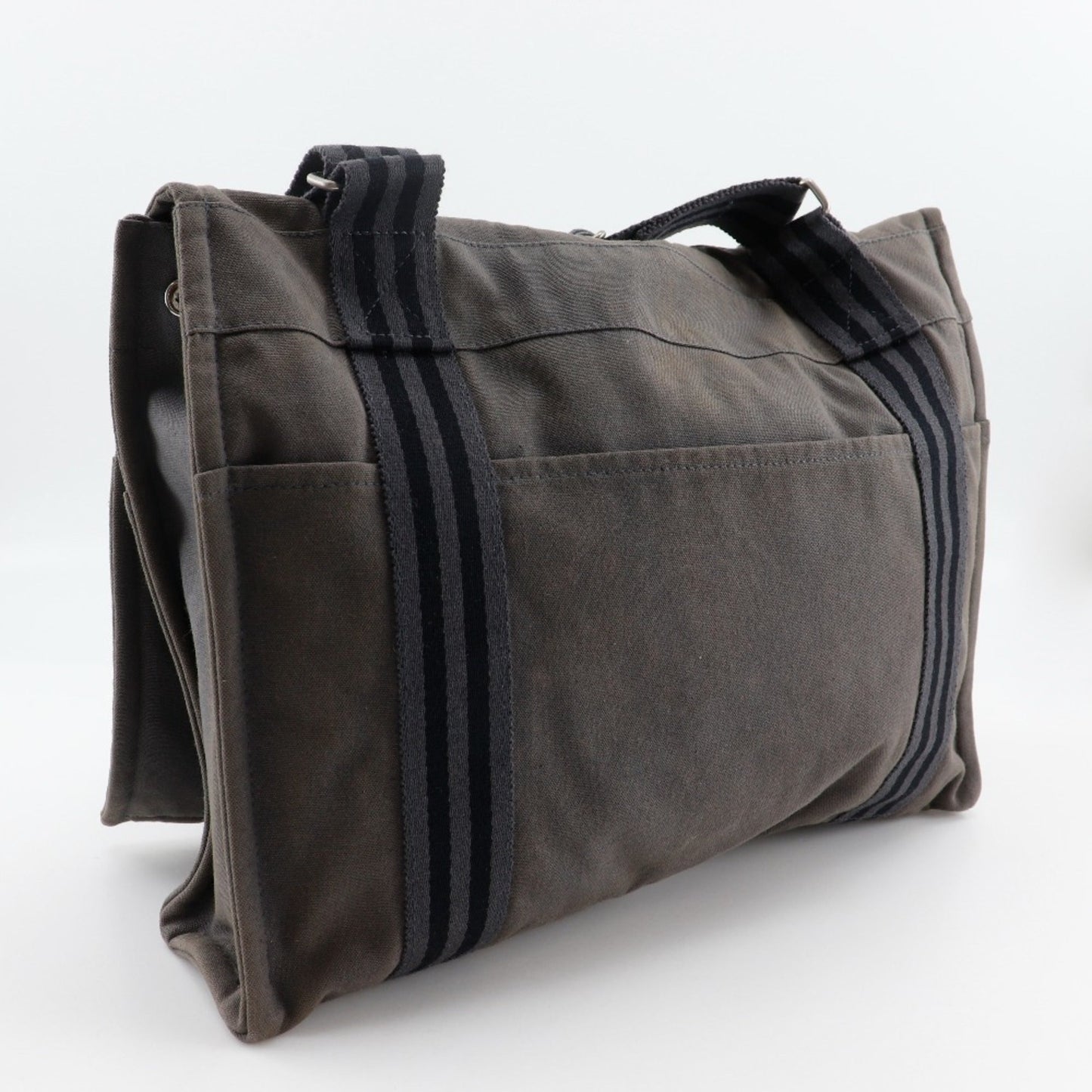 Hermes Fourre Tout Cotton Shoulder Bag Canvas Gray