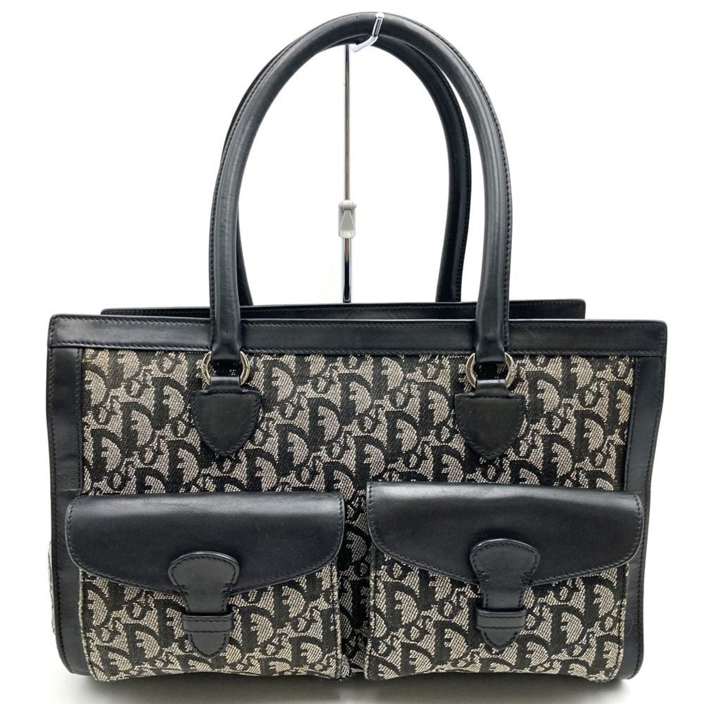 Dior Handbag Christian Tote Bag 4 Leather Canvas Black