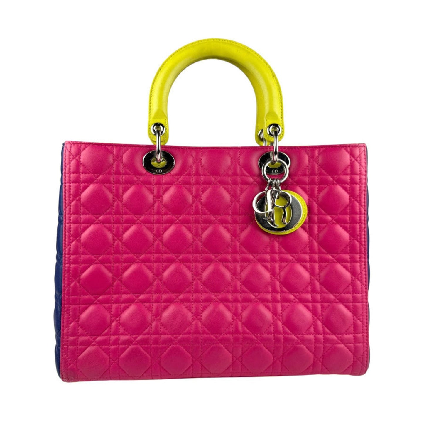 Dior Handbag Christian Shoulder Bag 2 Leather Blue Pink