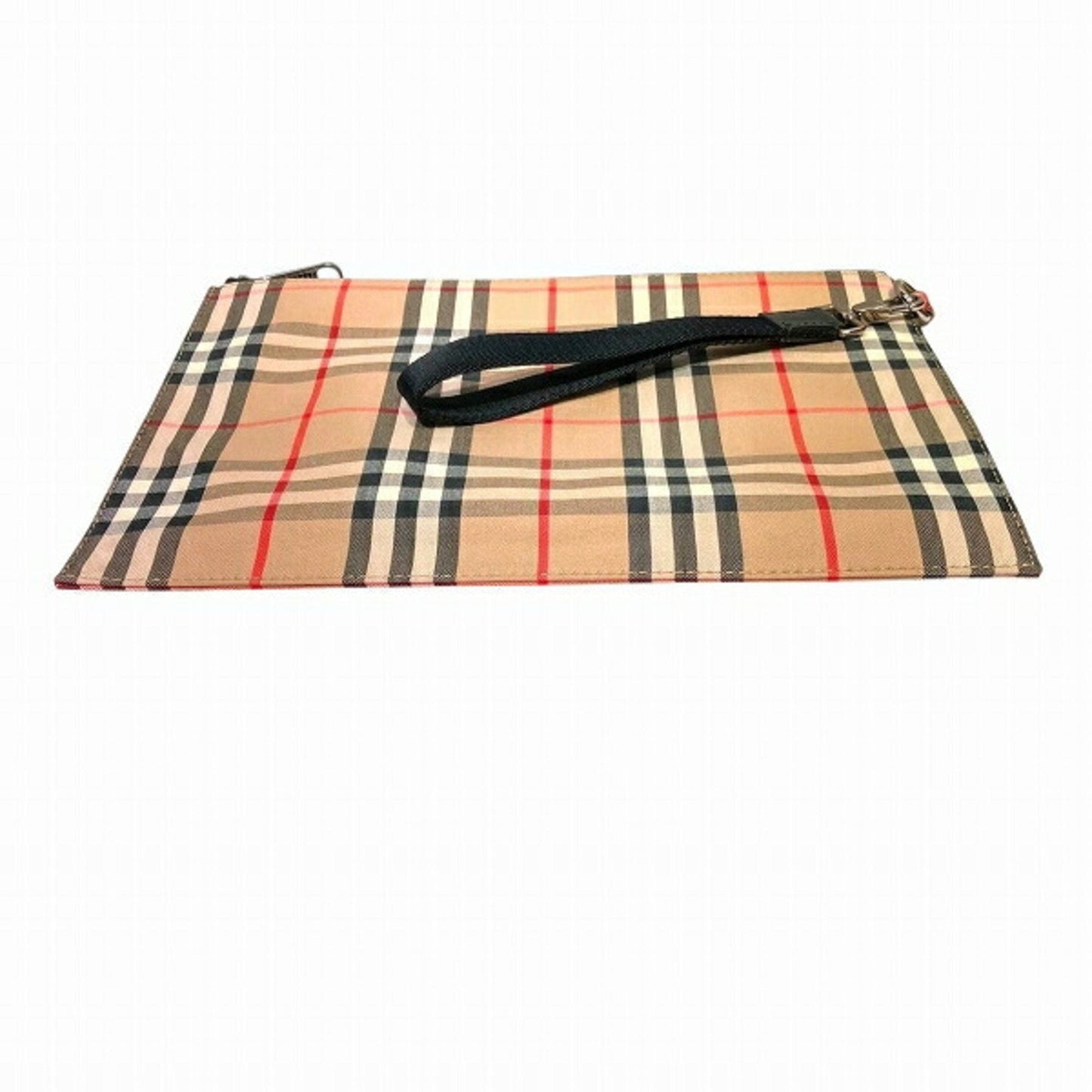 Burberry Clutch Bag Leather Canvas Brown