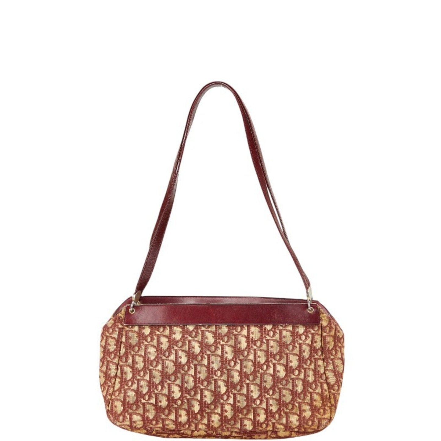 Dior Handbag Christian Trotter Shoulder Bag Canvas Brown Red