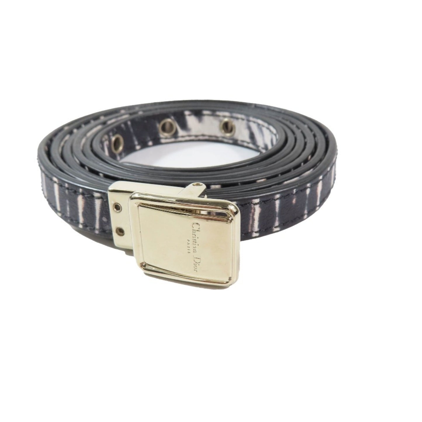 Dior Handbag Christian Standard Belt Black White Multicolor