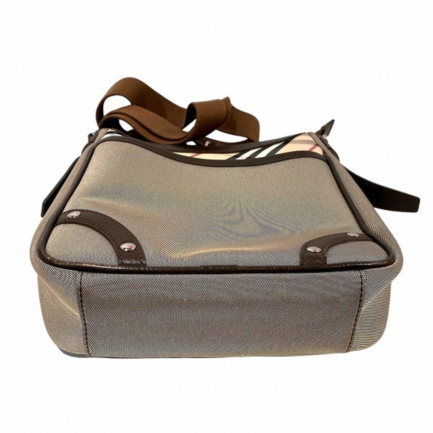 Burberry Khaki Shoulder Bag Leather Canvas