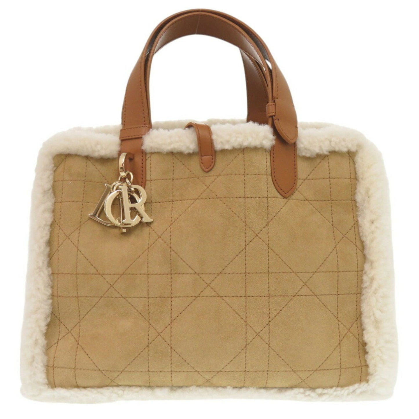 Dior Handbag Christian Leather White Brown