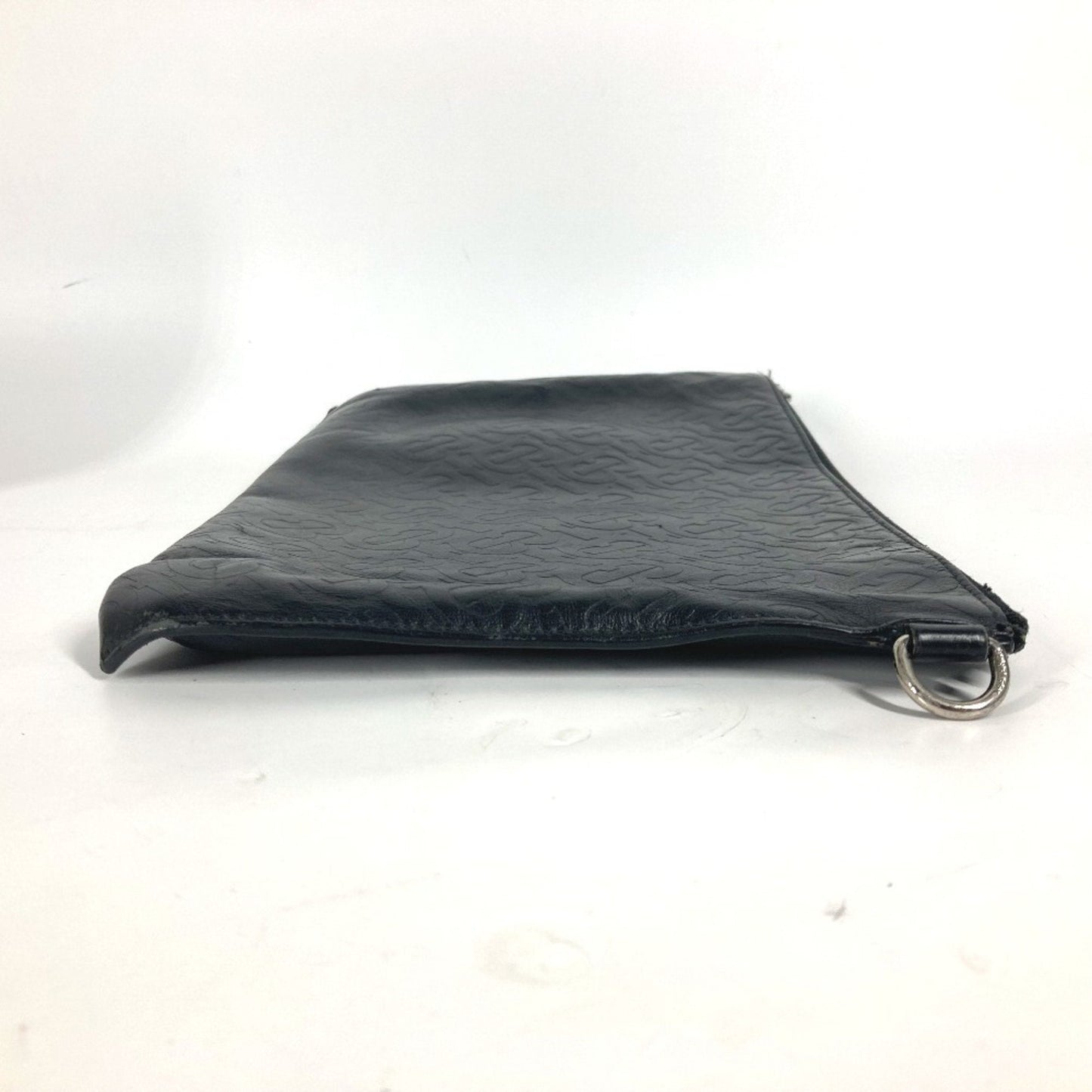 Burberry Clutch Bag Pouch Leather Black