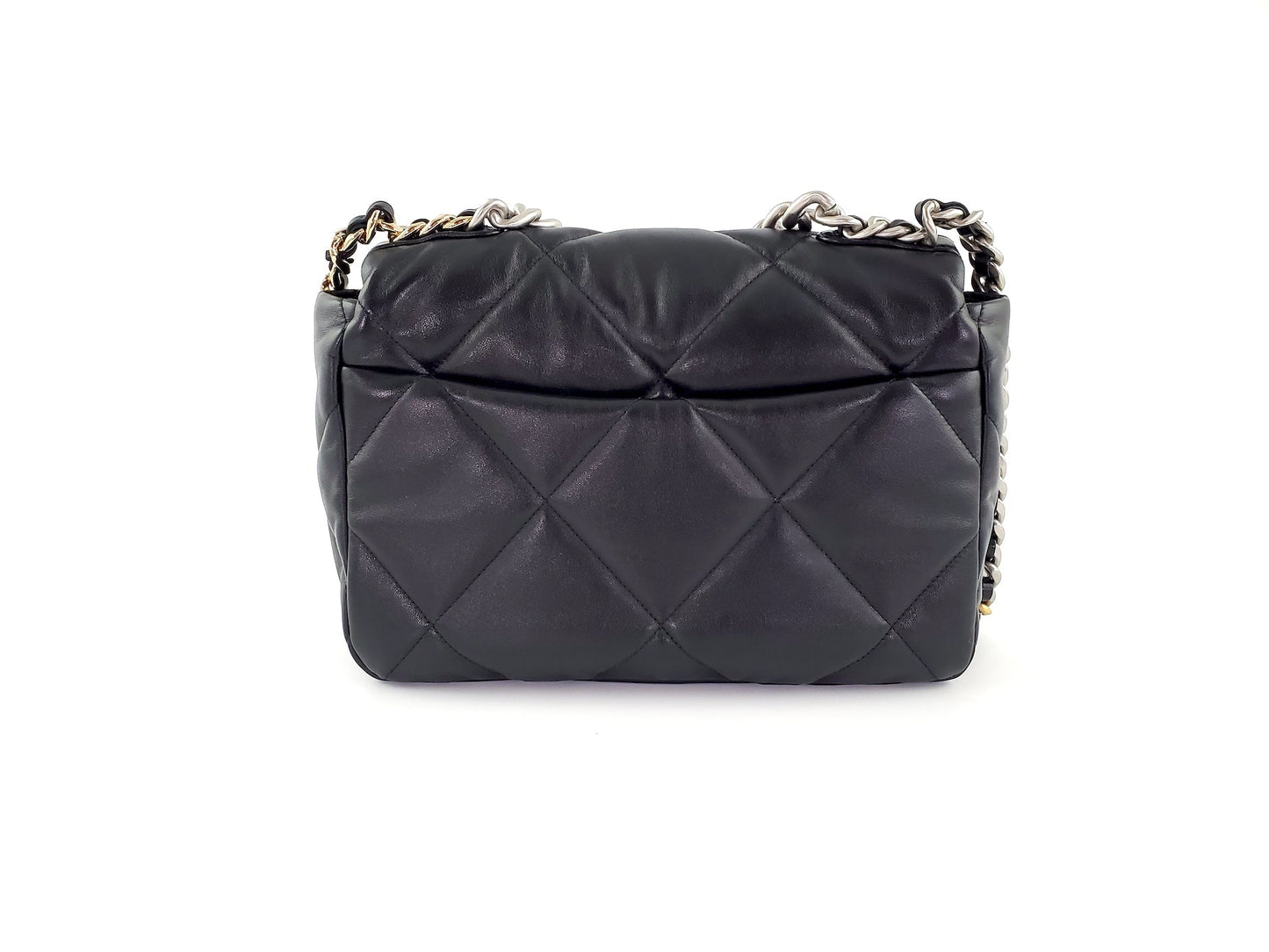Chanel 19 Black Lambskin Quilted Large Flap Bag