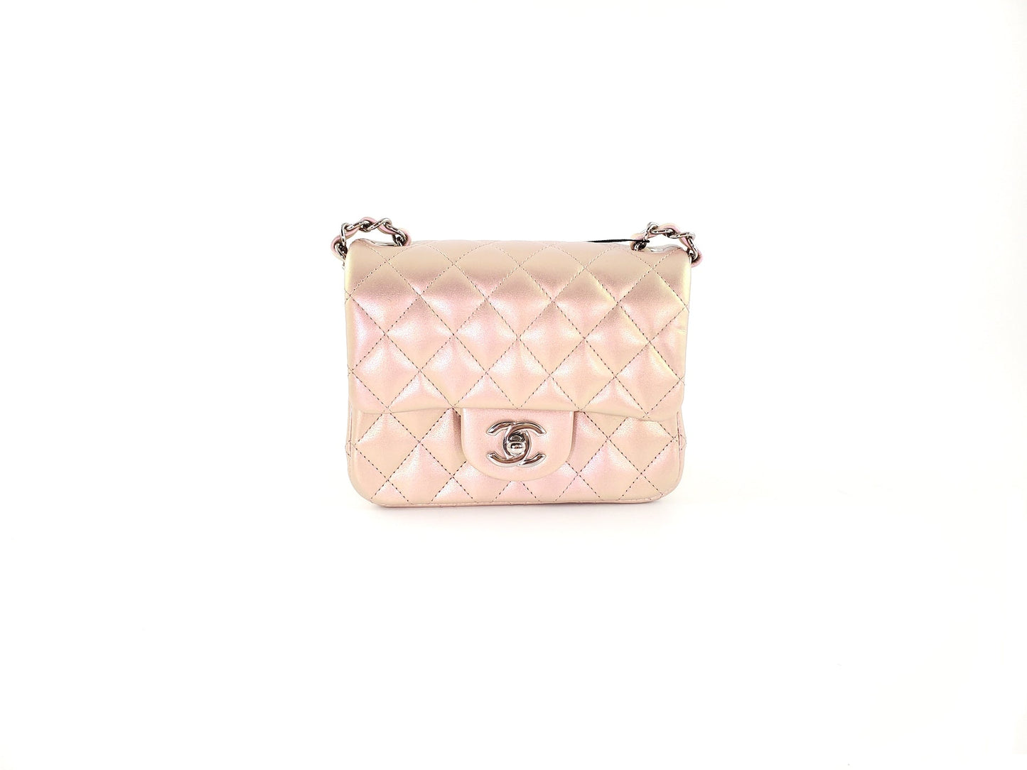 Chanel New Square Mini 2021 Iridescent Pink Calfskin Leather Accessory