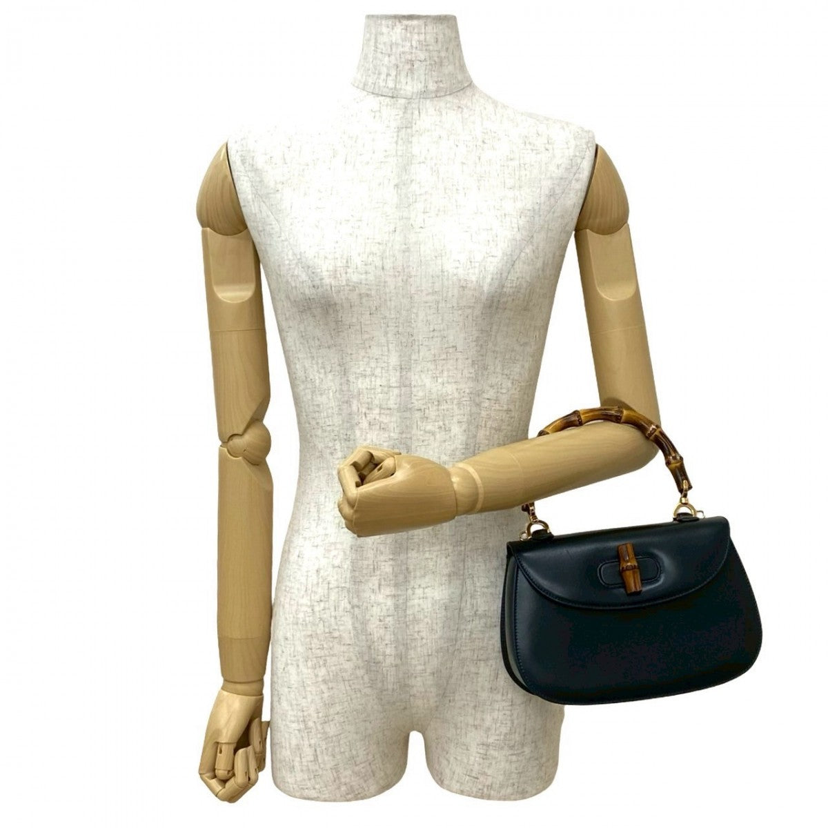 Gucci Bamboo Leather Navy Handbag