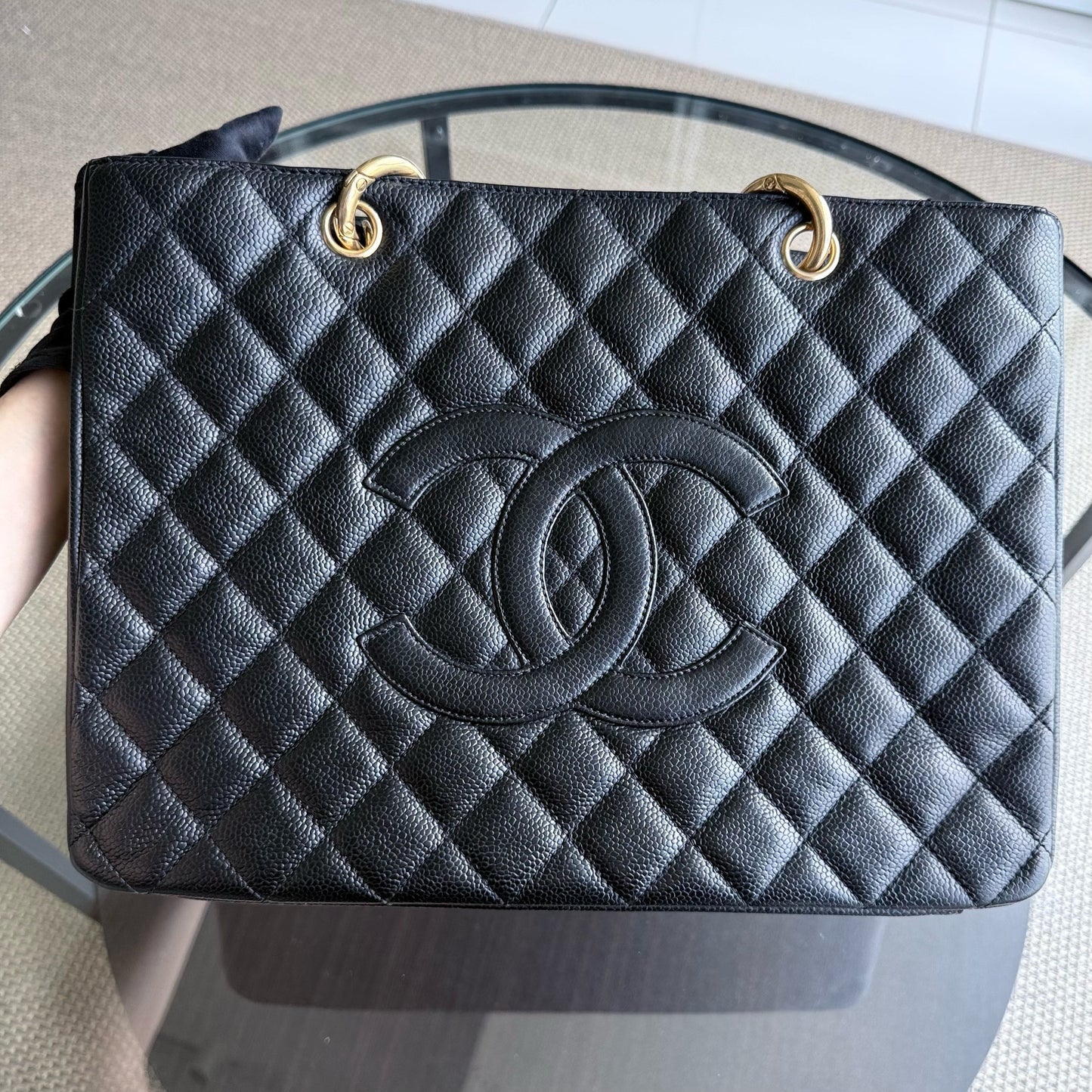 Chanel GST Grand Shopping Tote - Caviar Grained Quilted Black Tote Bag Series 11
