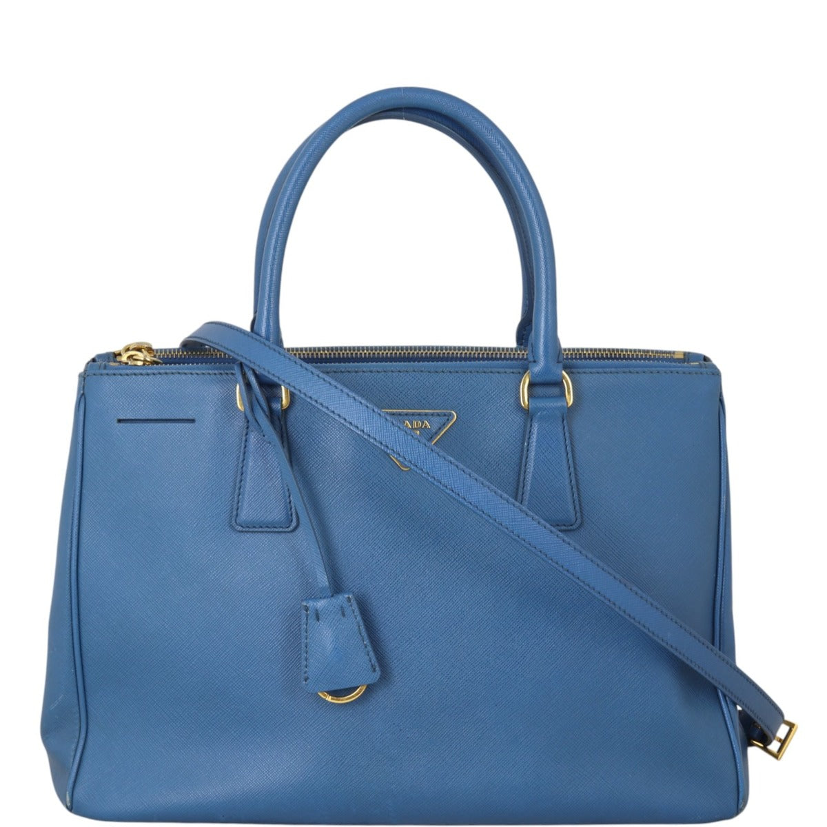 Prada Tote Bag Lux Galleria Double Tote 7 Saffiano Blue Large Shoulder Bag