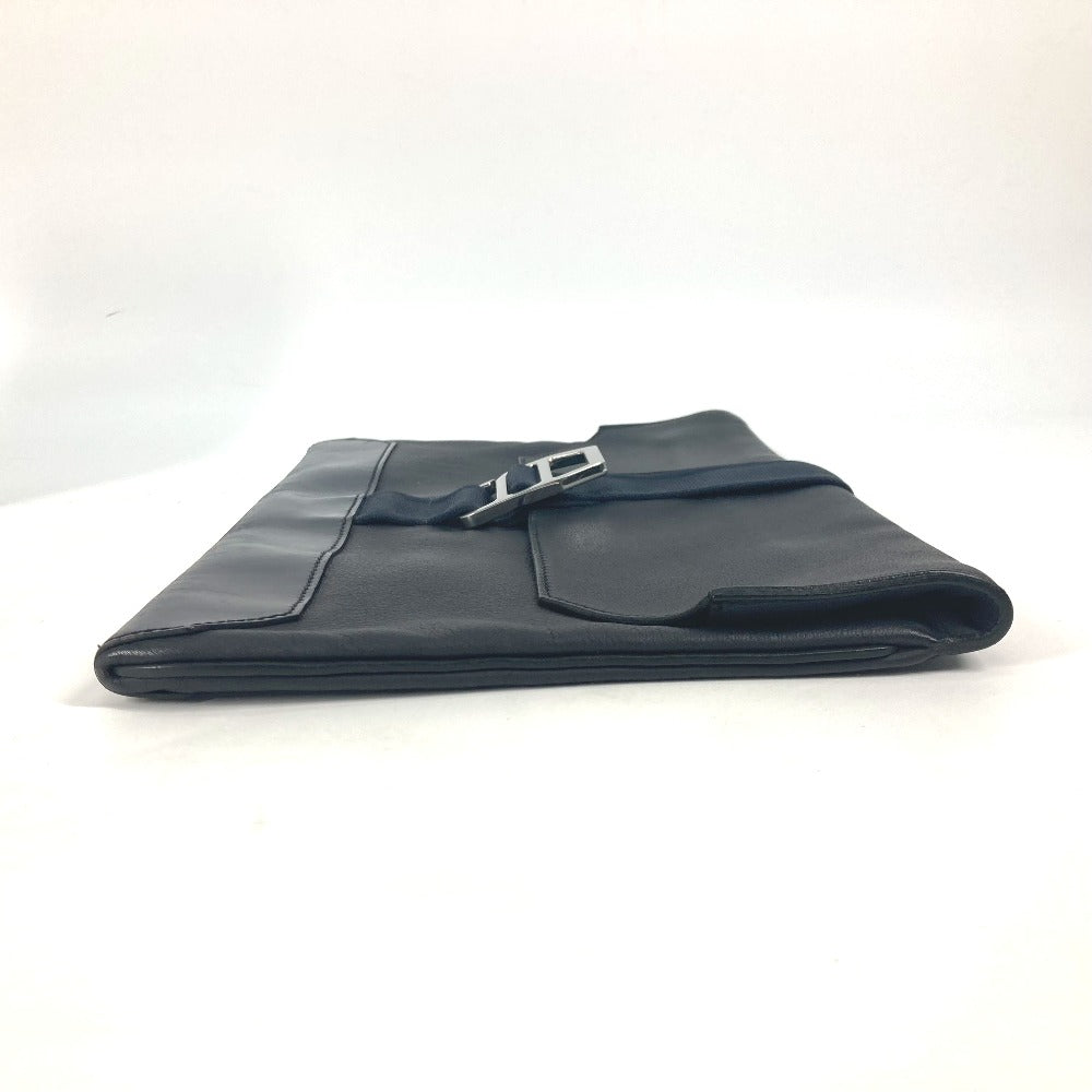 Hermes Clutch Bag City Slide Leather Navy Shoes