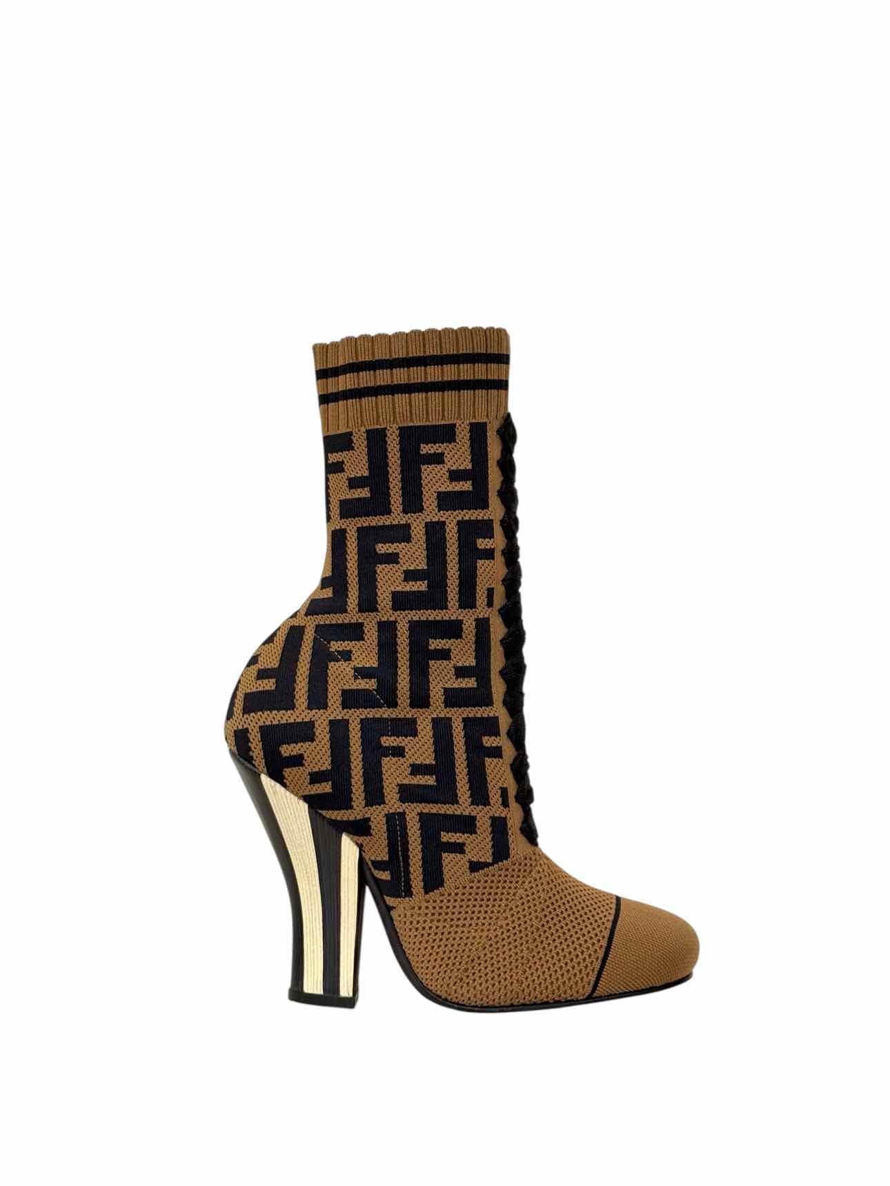 Fendi & FF Motif Leather Black Brown Shoes