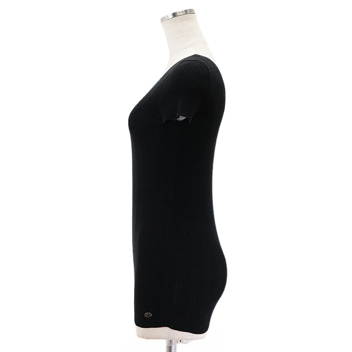 Chanel Short Sleeve Top Black Cotton Blend Bag