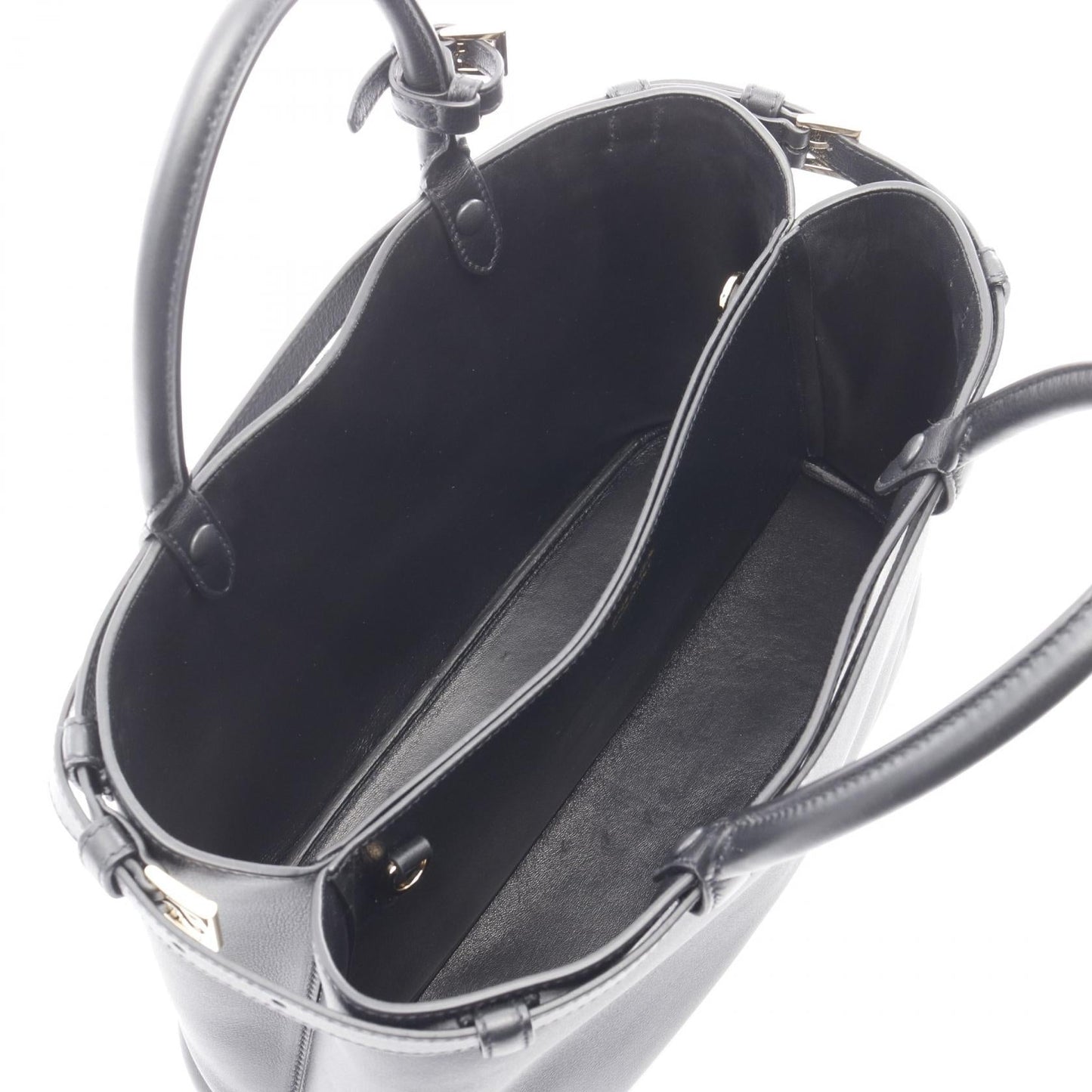 Prada Buckle Double Belt Handbag Leather