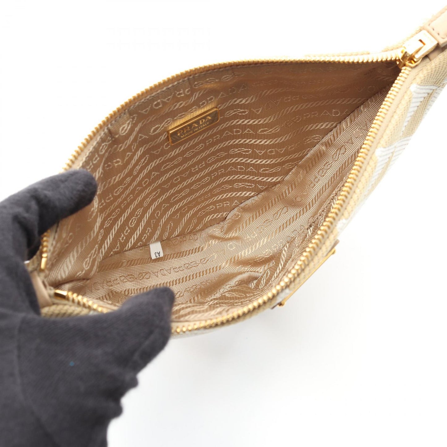 Prada Jacquard Shoulder Bag Canvas
