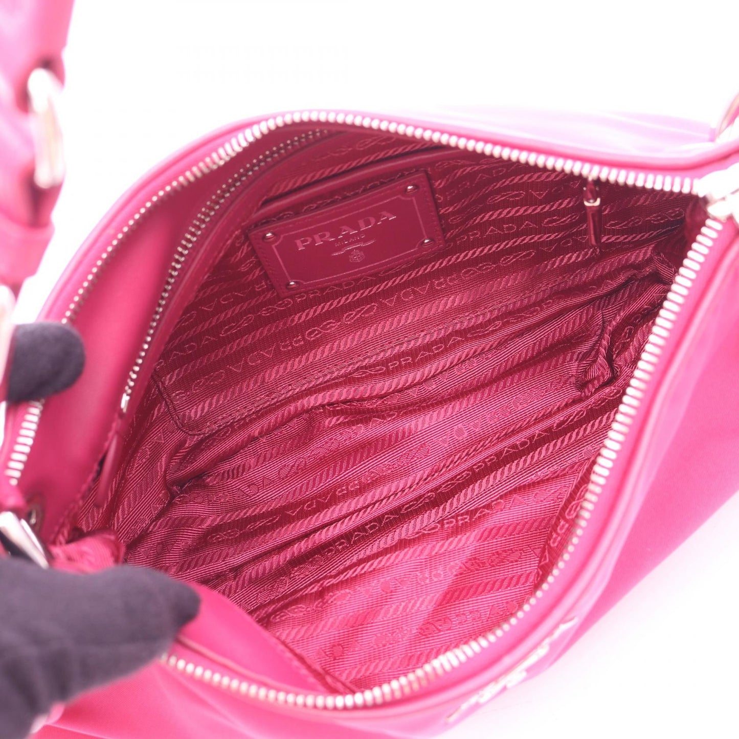 Prada Tessuto Soft Ca Shoulder Bag Leather Nylon