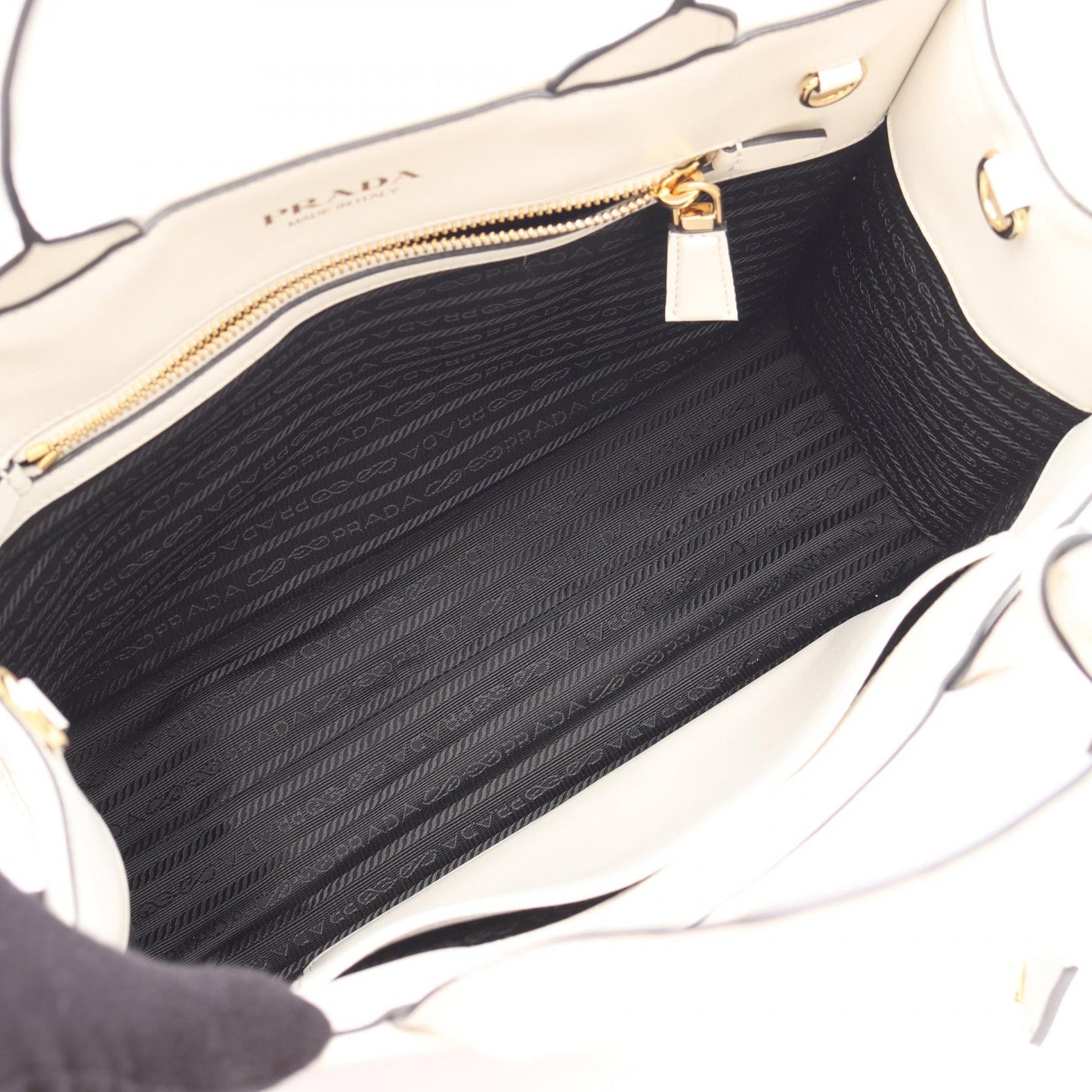 Prada Symbol Topstitch Soft Calf Tote Bag