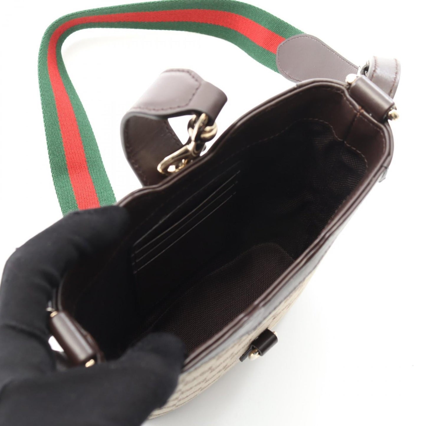 Gucci Shadow Shoulder Bag Leather Canvas