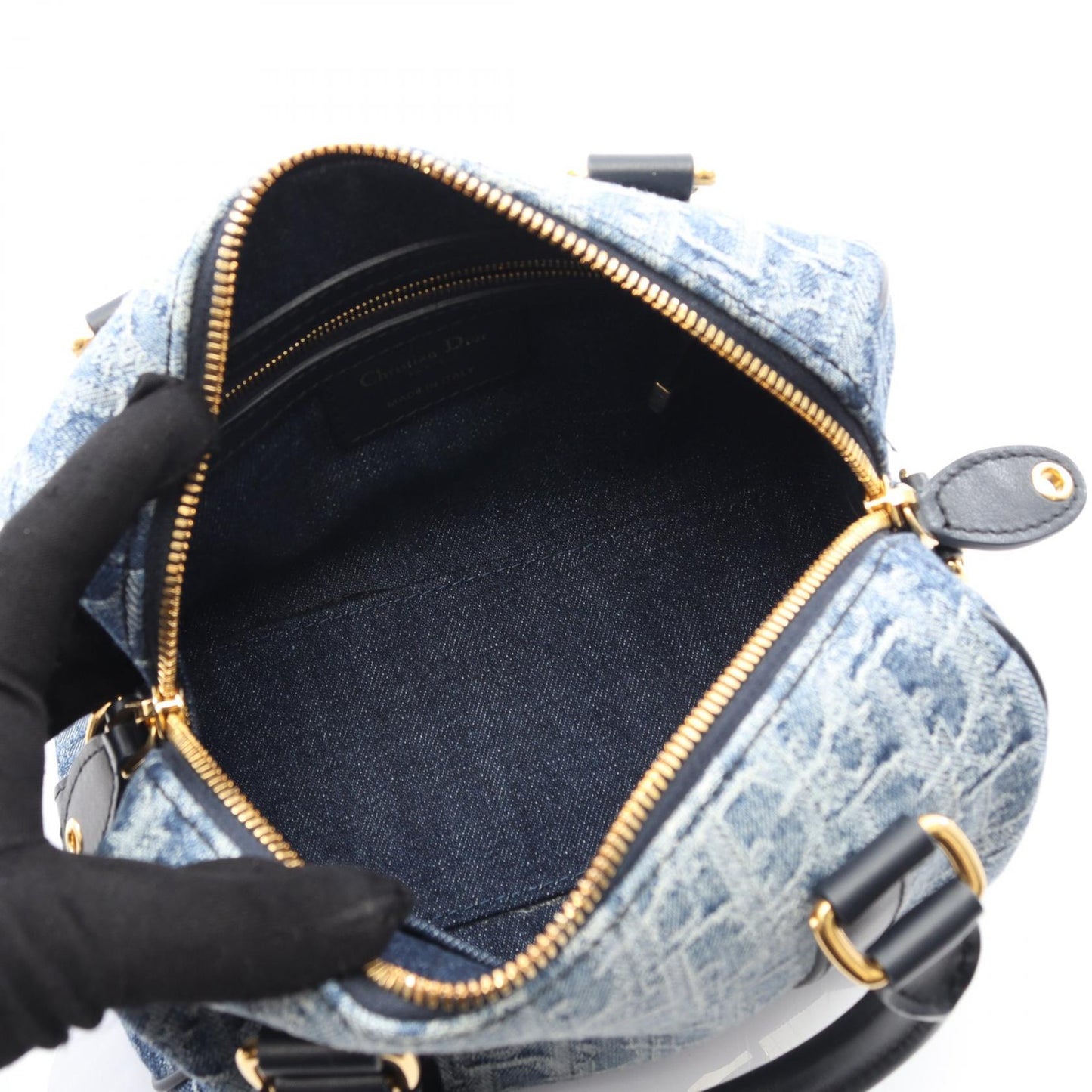 Dior Groove Oblique Jacquard Handbag Leather Denim Travel Bag