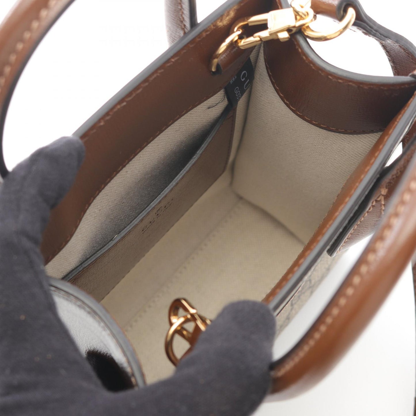 Gucci Interlocking Pvc Coated 2Way Tote Bag Leather Canvas