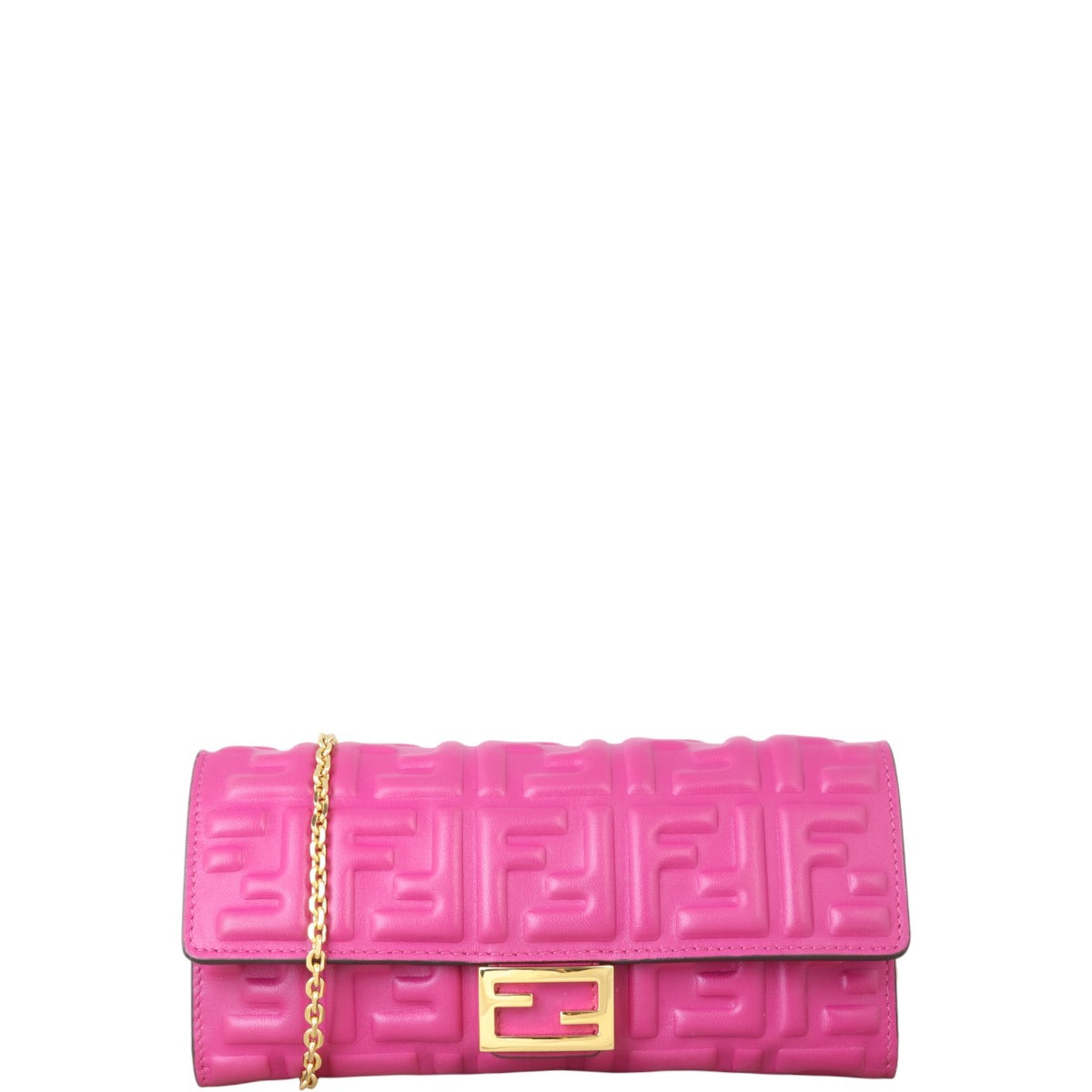 Fendi Crossbody Bag Baguette FF Wallet on Chain Embossed Shoulder Bag