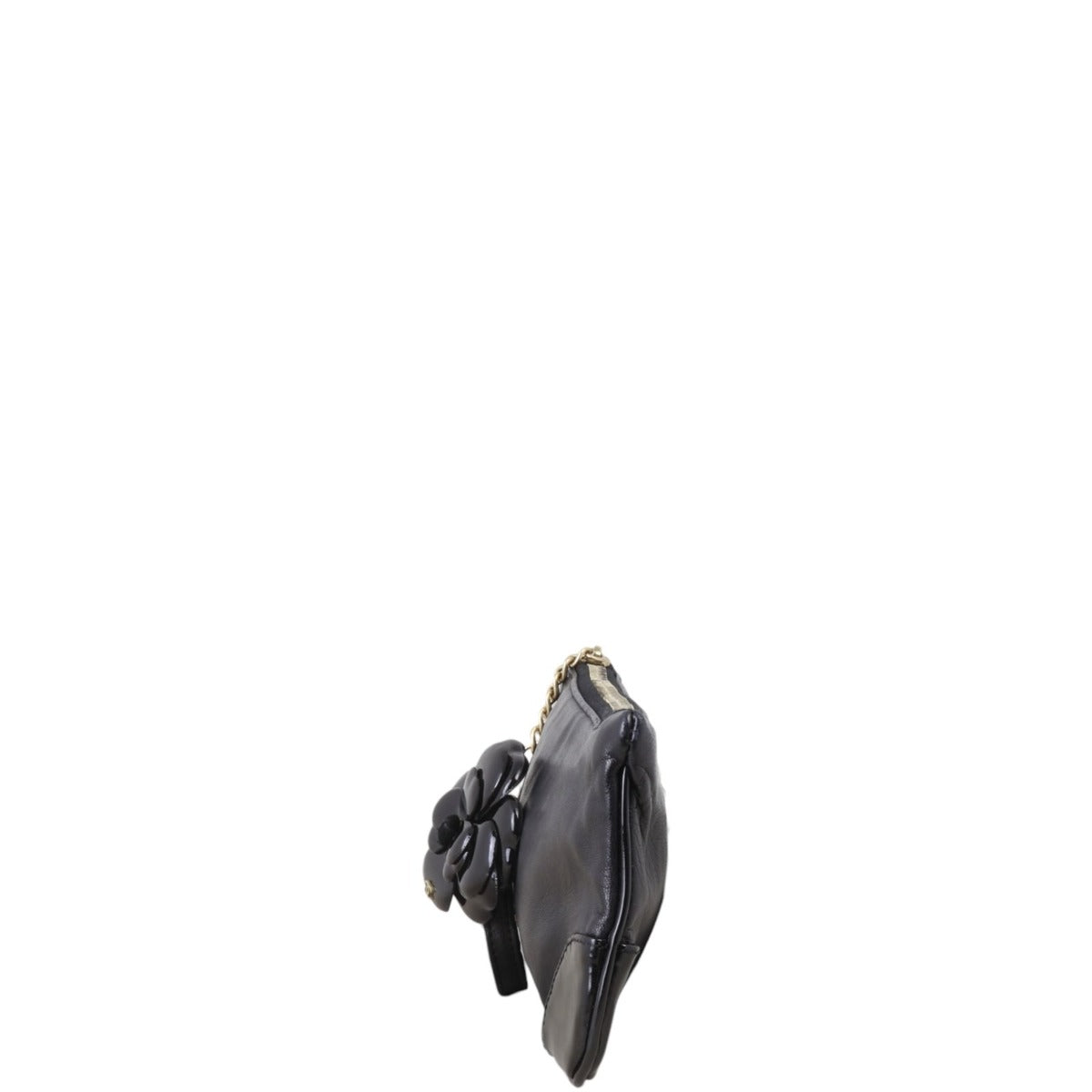 Chanel Camellia Wristlet Pouch Handbag Black Mini Mini Bag