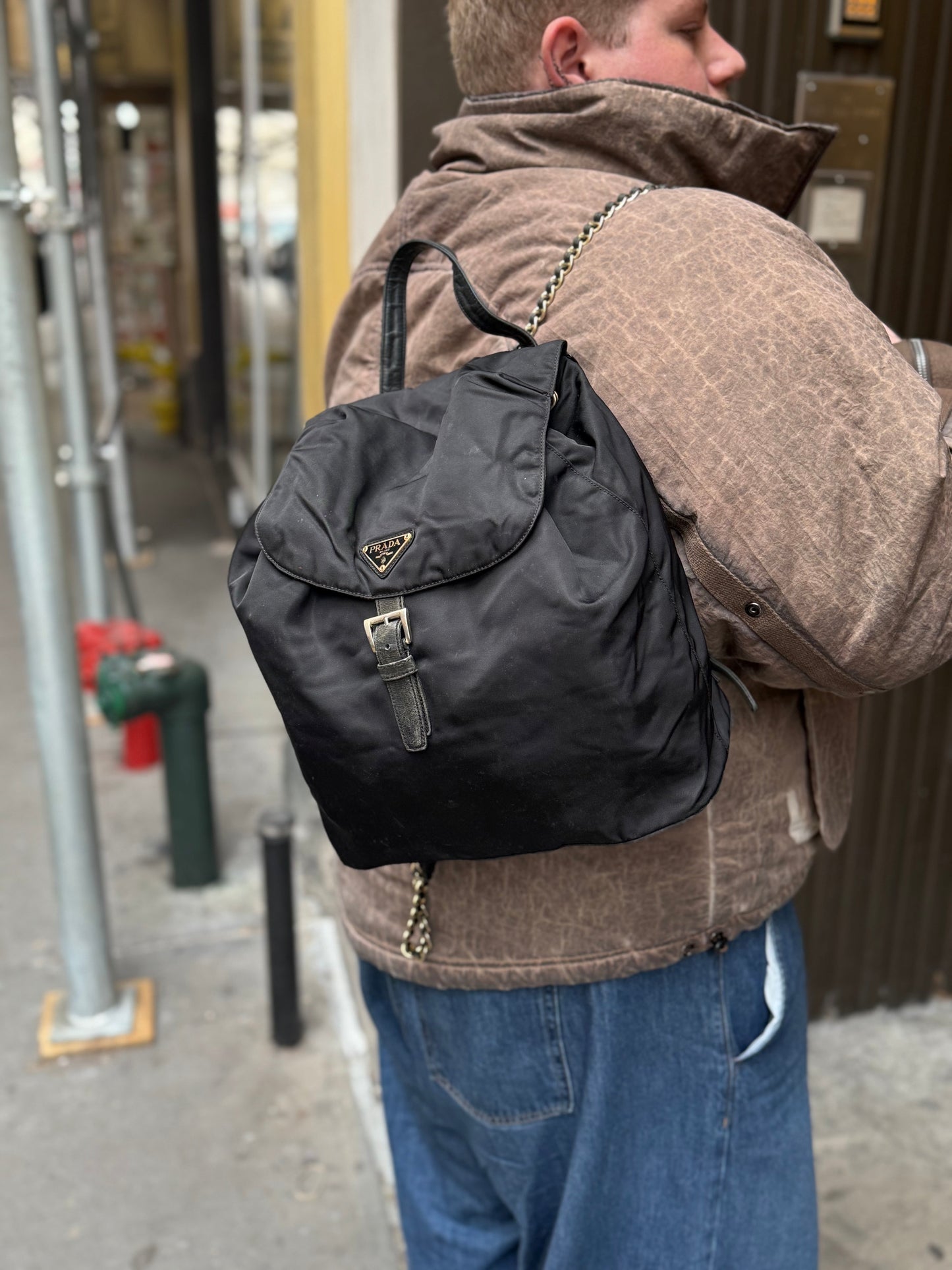 Prada Handbag Drawstring Backpack Nylon Black