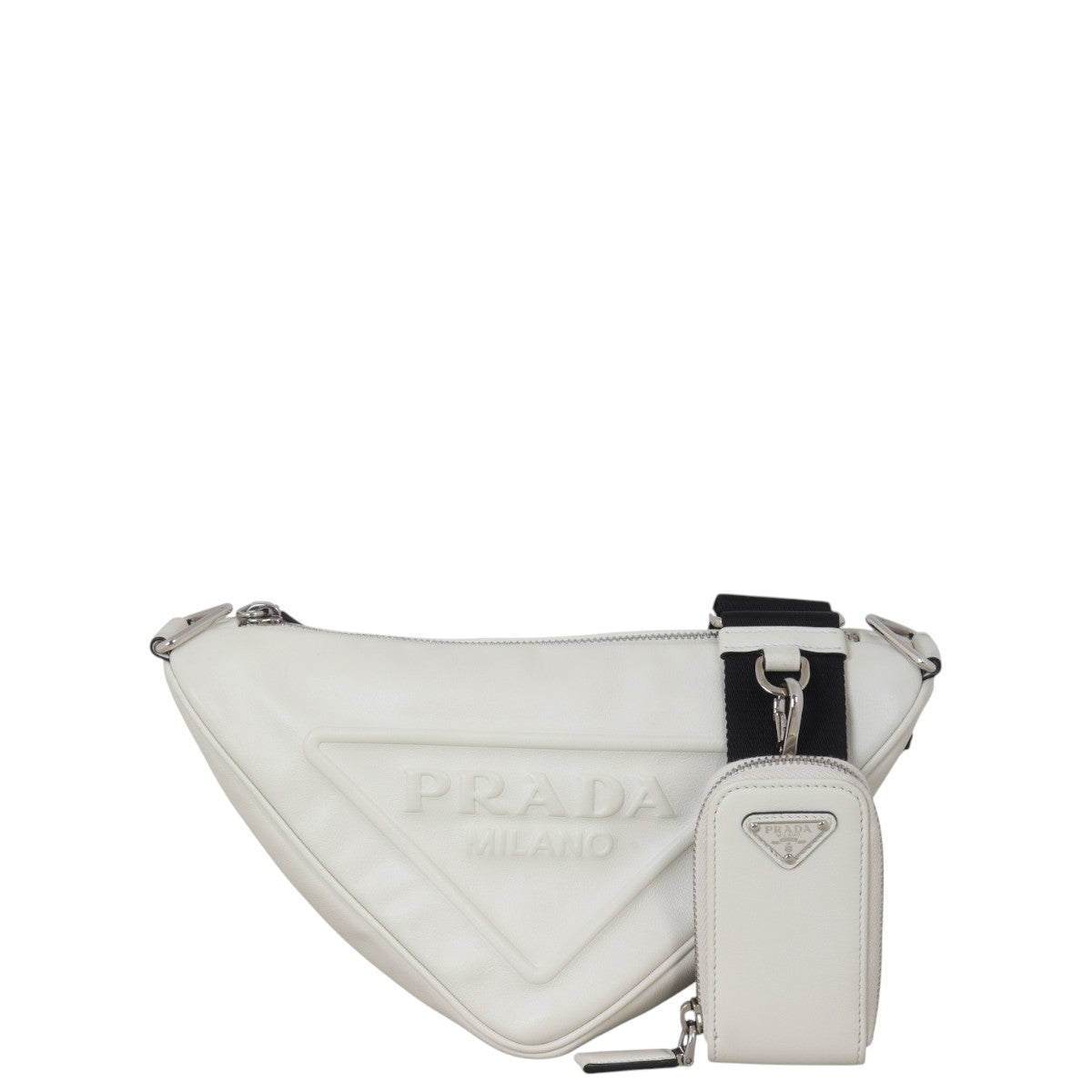 Prada Crossbody Bag Triangle Shoulder Bag Leather White