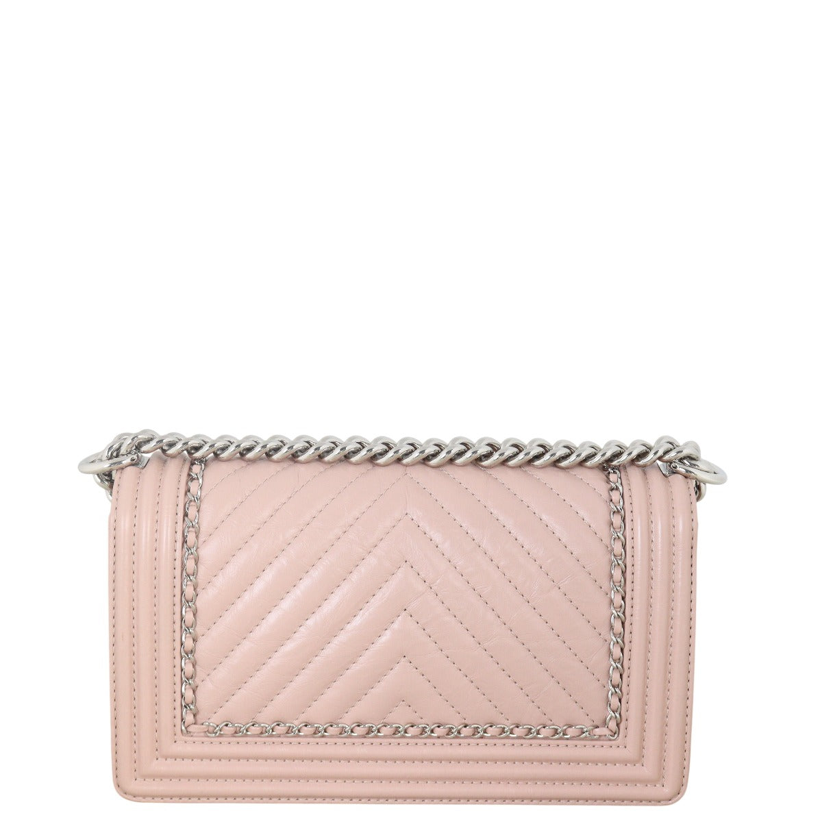 Chanel Boy Old Around Chevron Handbag Pink Medium Crossbody Bag