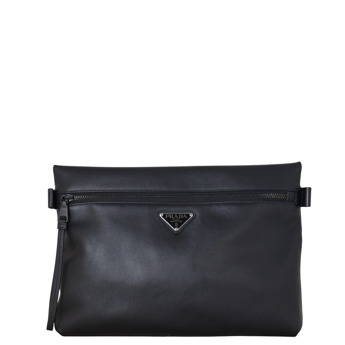 Prada Handbag Pouch Leather Black