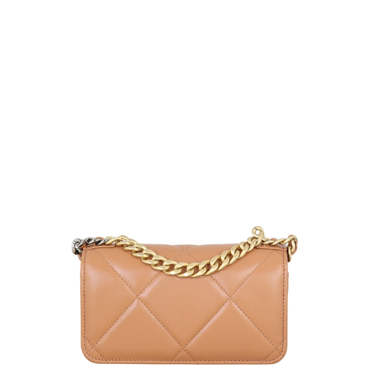Chanel 19 Phone Holder on Handbag Brown Chain Crossbody Bag