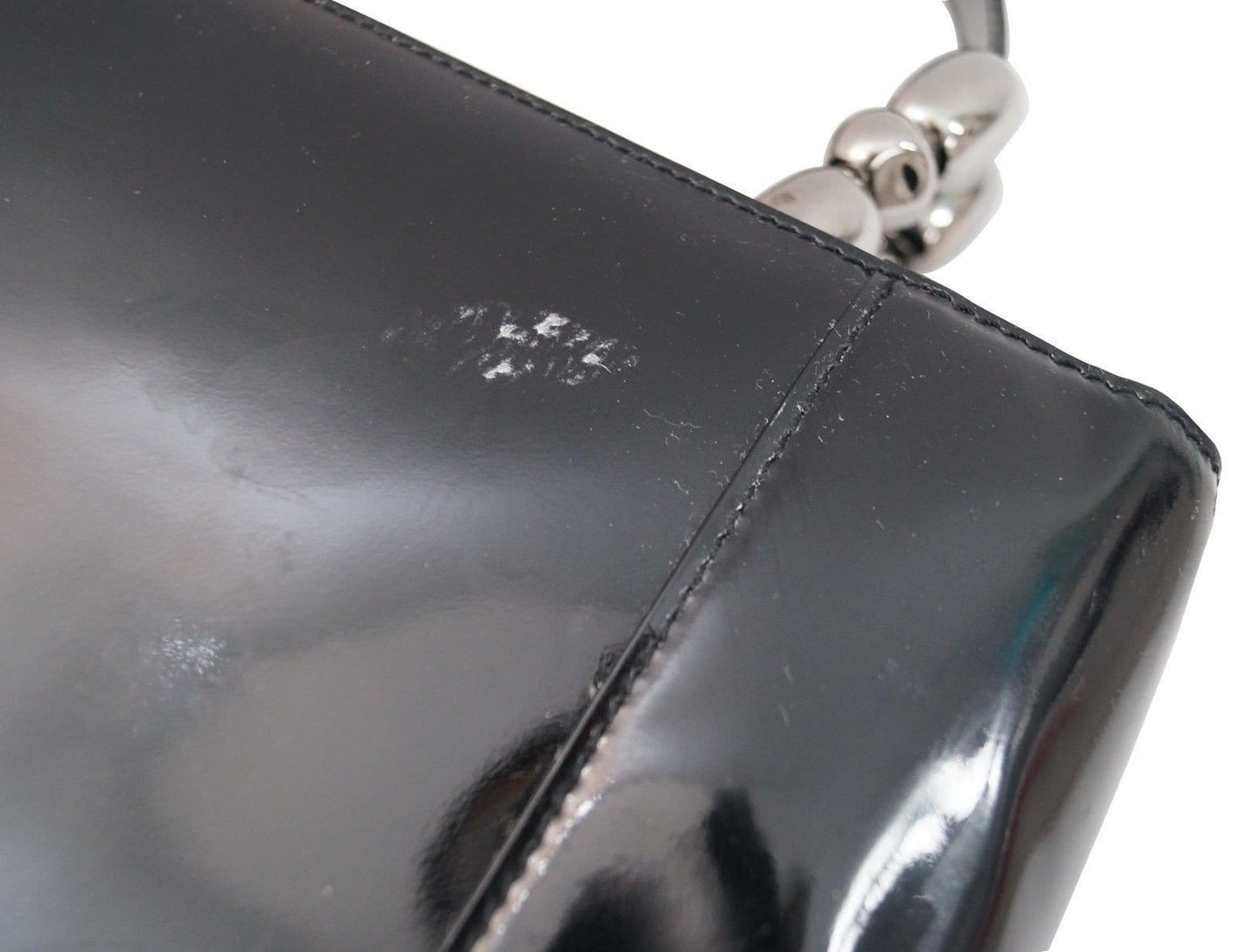 Dior Christian Handbags Maris Pearl Bag Leather Patent Black Shoulder Bag