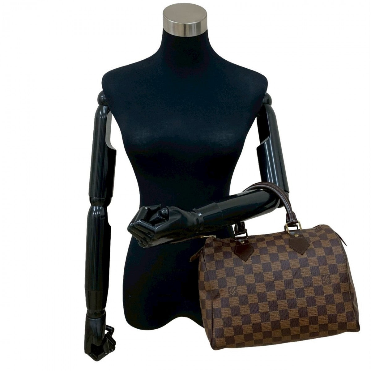 Louis Vuitton N41532 PVC Damier Speedy 25 Leather Brown Handbag