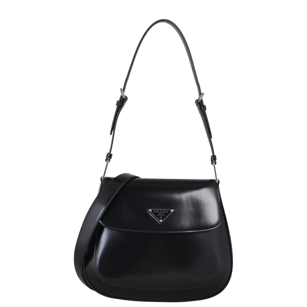 Prada Shoulder Bag Cleo Brushed 13 Leather Black