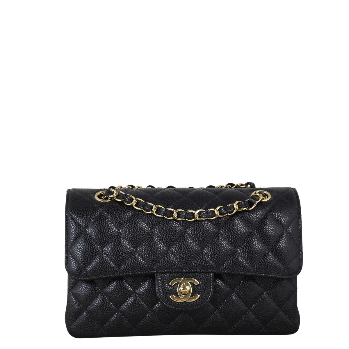 Chanel Classic Double Flap Caviar Handbag Quilted Black Crossbody Bag