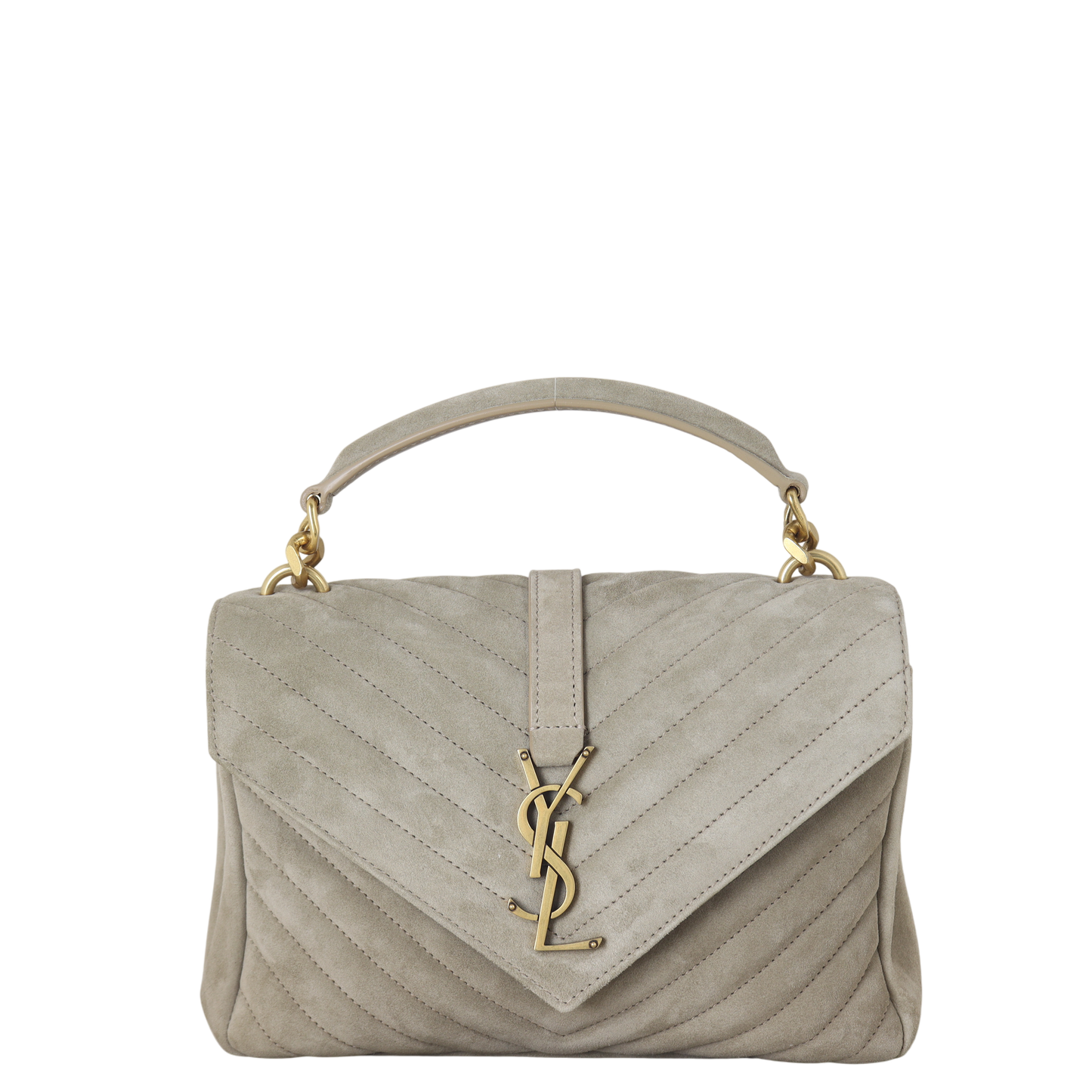 YSL Saint Laurent College Crossbody Bag Suede Medium