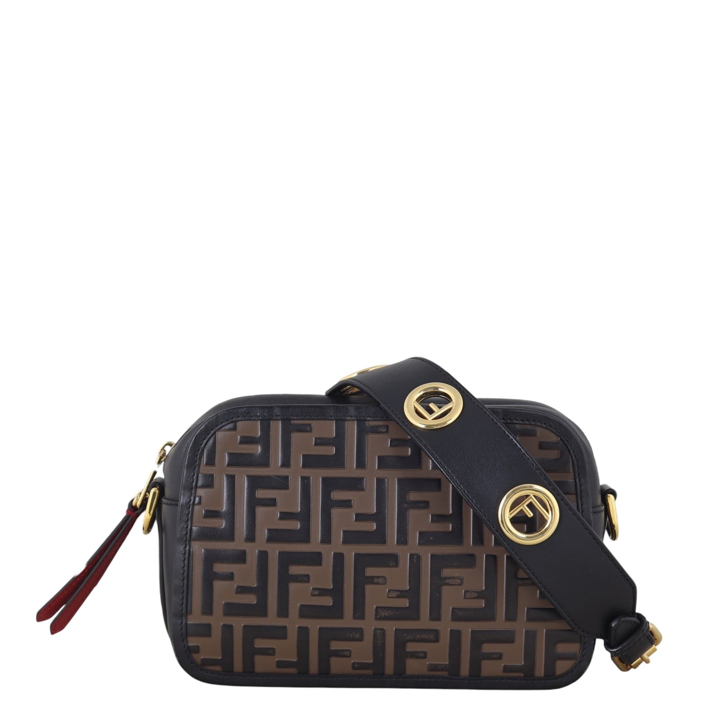 Fendi Crossbody Bag FF Camera Bag Brown Embossed Shoulder Bag