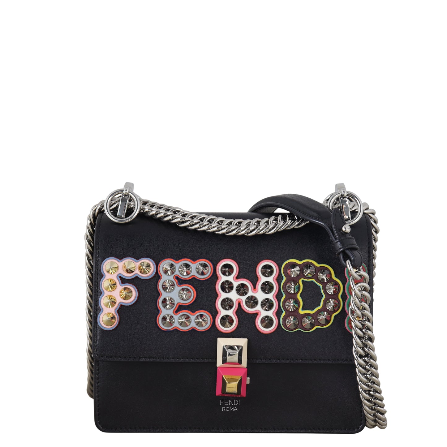 Fendi Crossbody Bag Kan I Stud Crossbody Metal Black Small Shoulder Bag