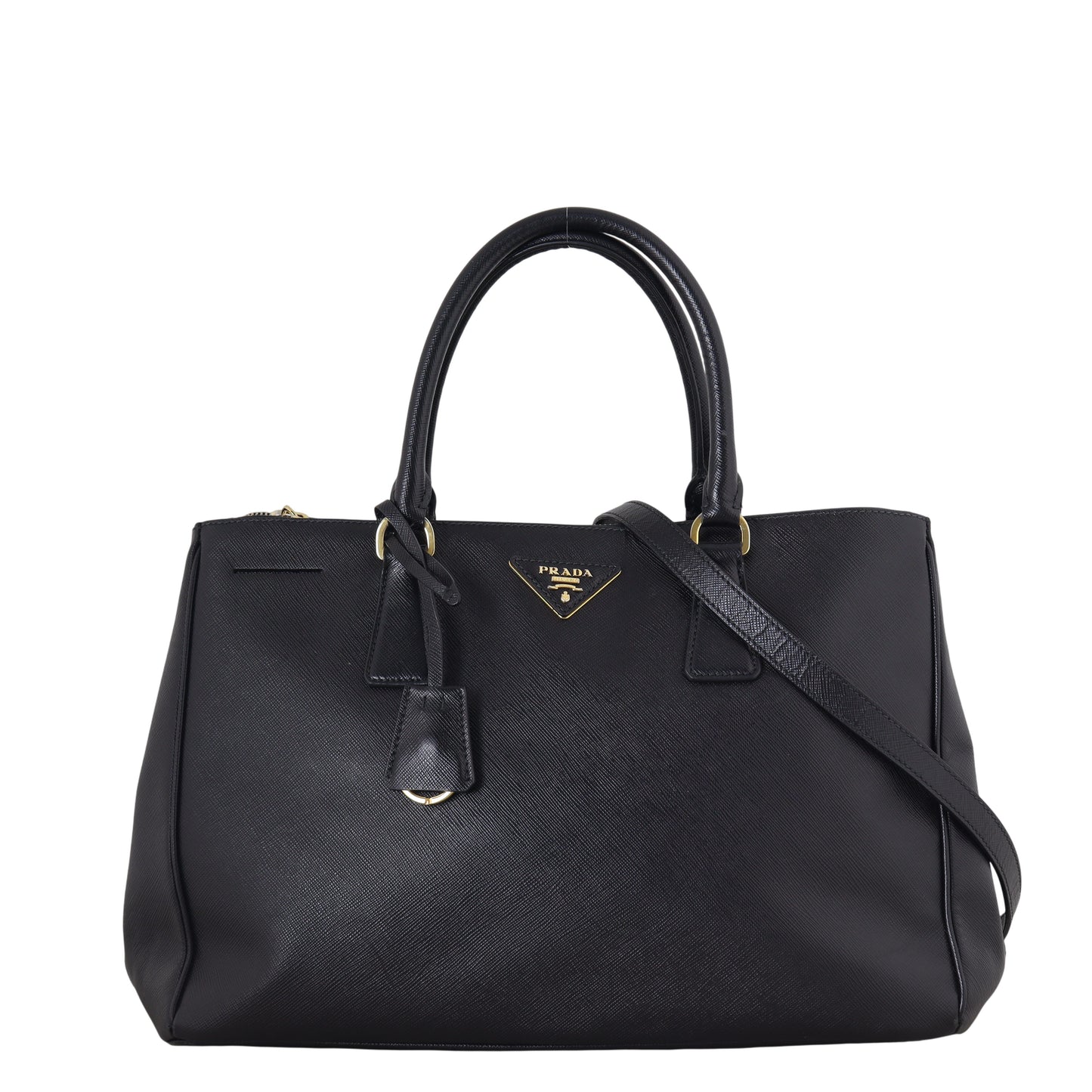 Prada Tote Bag Lux Galleria Double Tote 3 Saffiano Black Medium Shoulder Bag