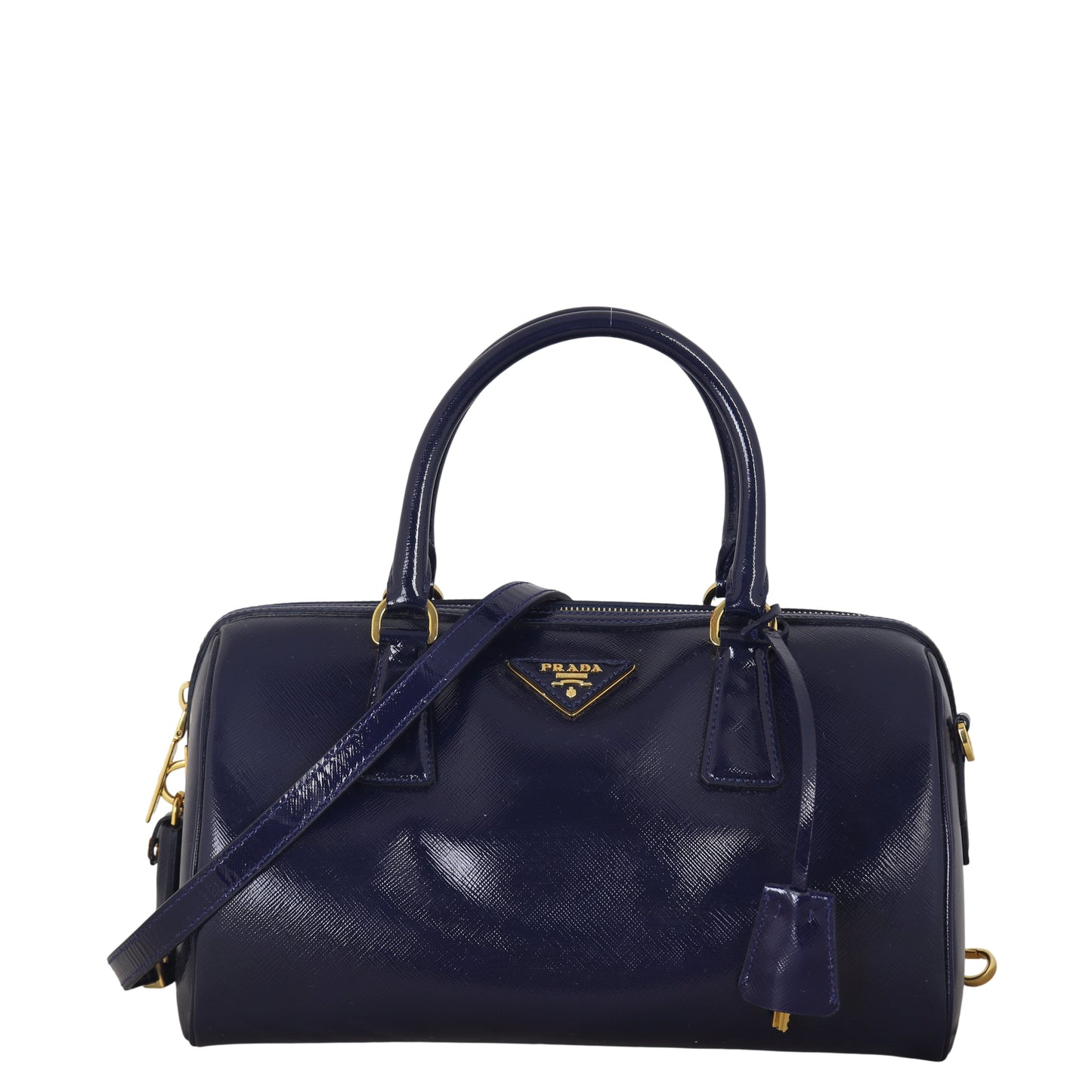 Prada Crossbody Bag Vernice Bauletto Bag Saffiano Blue Shoulder Bag