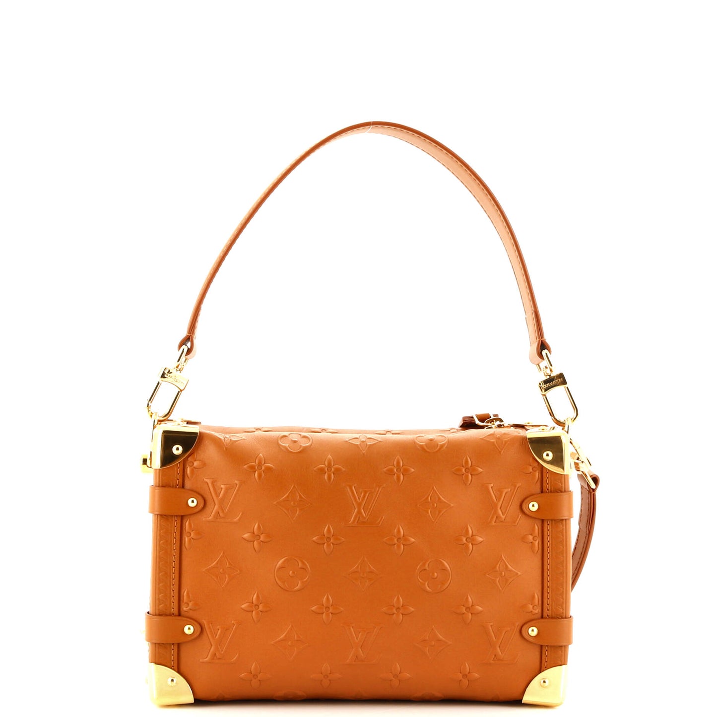 Louis Vuitton Side Trunk Handbag Debossed Pm Leather Monogram Shoulder Bag