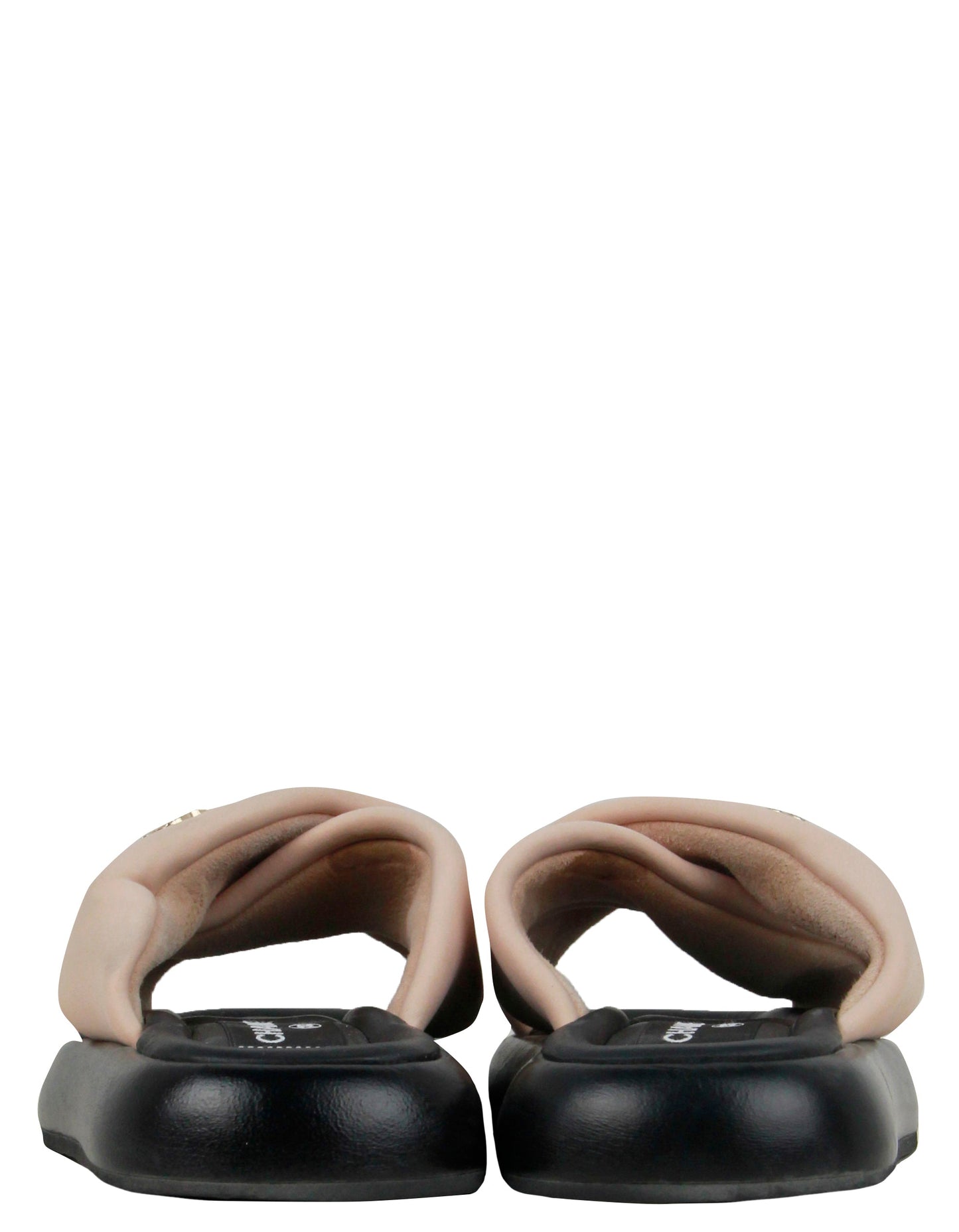 Chanel 2022 Nude/ Black Criss-Cross CC Logo Slides sz 39 Shoes