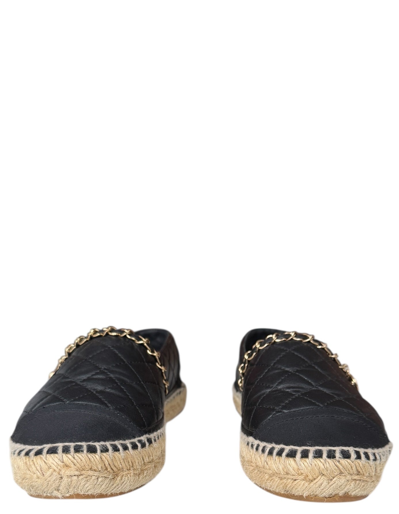 Chanel Black Quilted CC Chain Espadrilles sz 39 Accessory