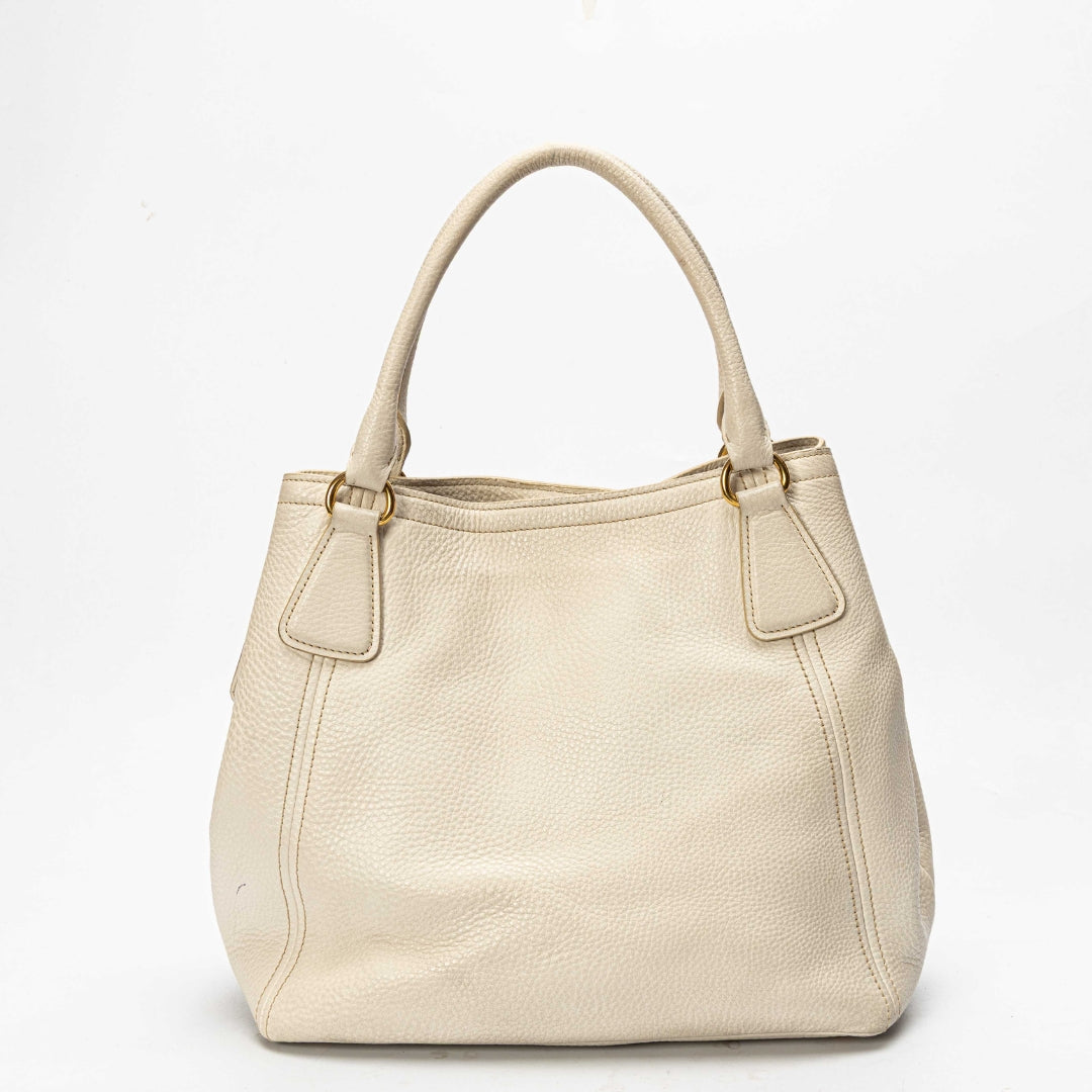 Prada Daino Convertible Tote Vitello White Tote Bag