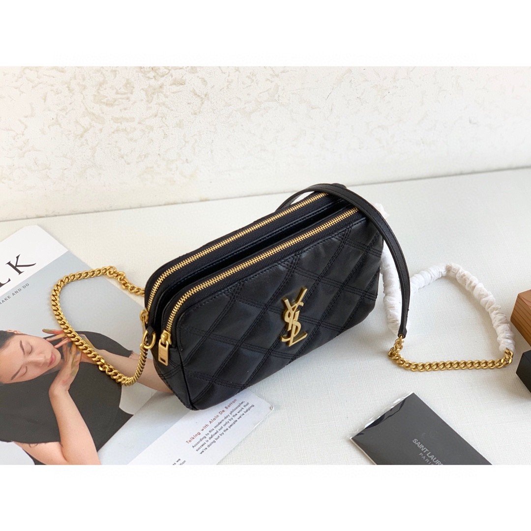 YSL Saint Laurent Becky 7in 18cm Black Crossbody Bag