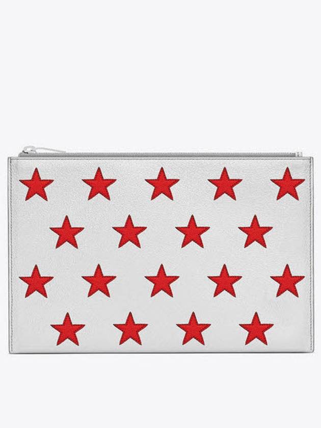 YSL Saint Laurent Saint Laurent Trending Star Point Clutch Bag Red Silver