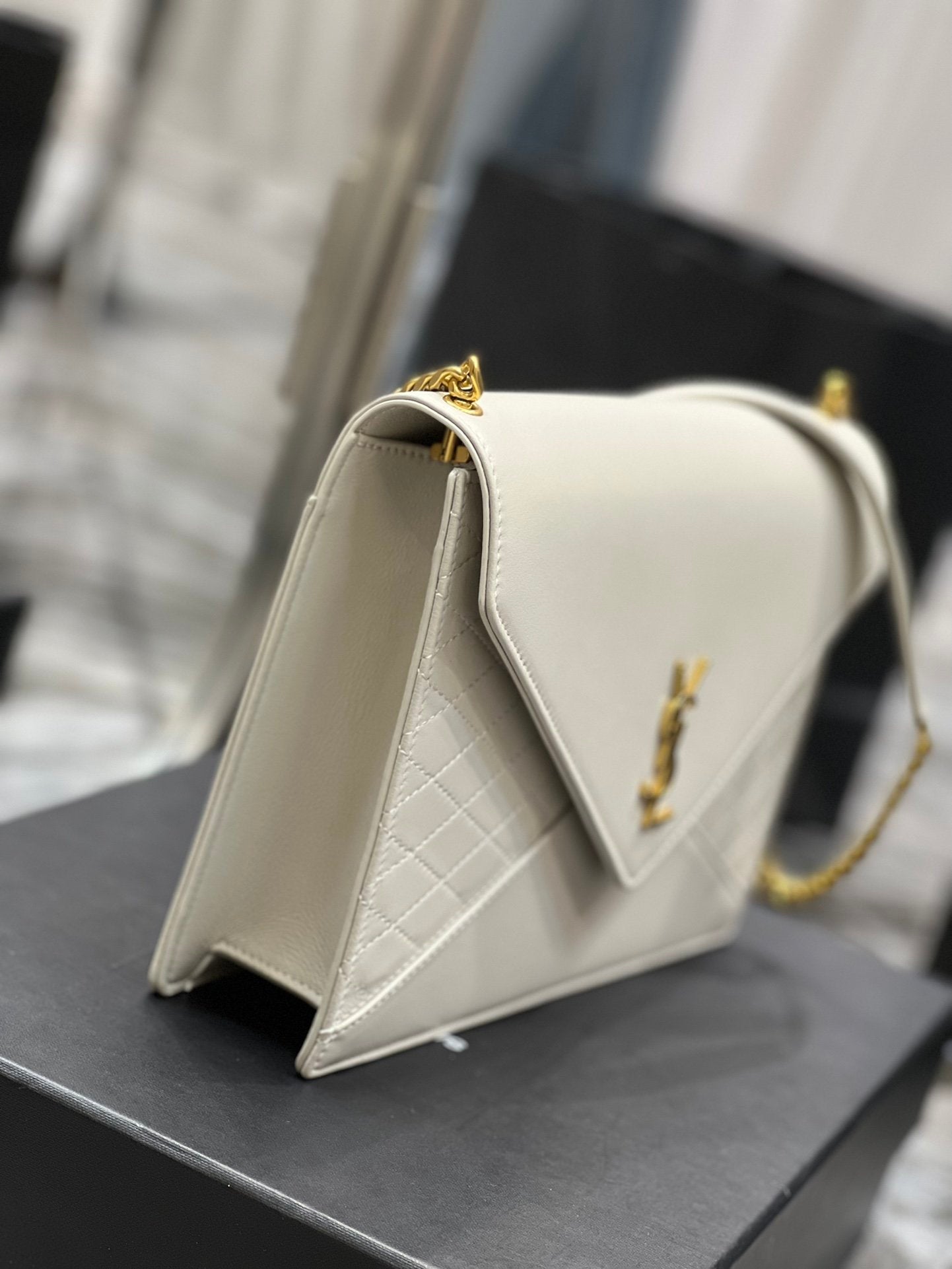 YSL Saint Laurent Ysl Saint Laurent Gaby Chain Bag White With Travel Bag
