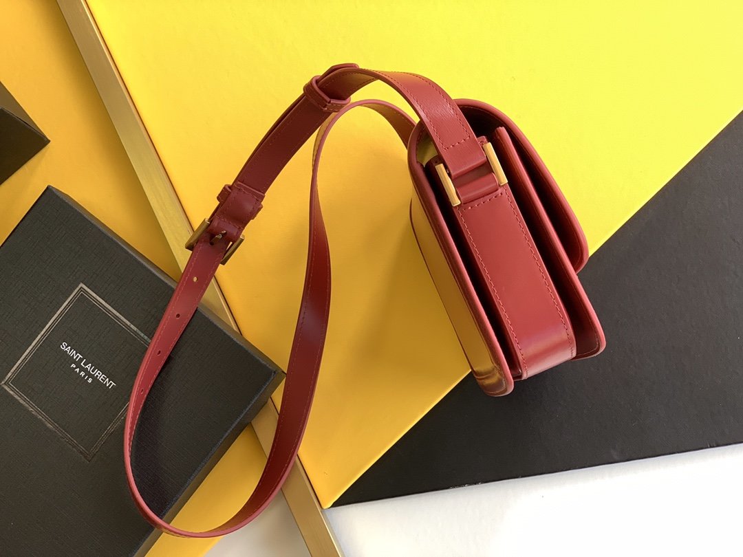 YSL Saint Laurent Solferino Box Hardware 7in 19cm Red Gold Small Travel Bag