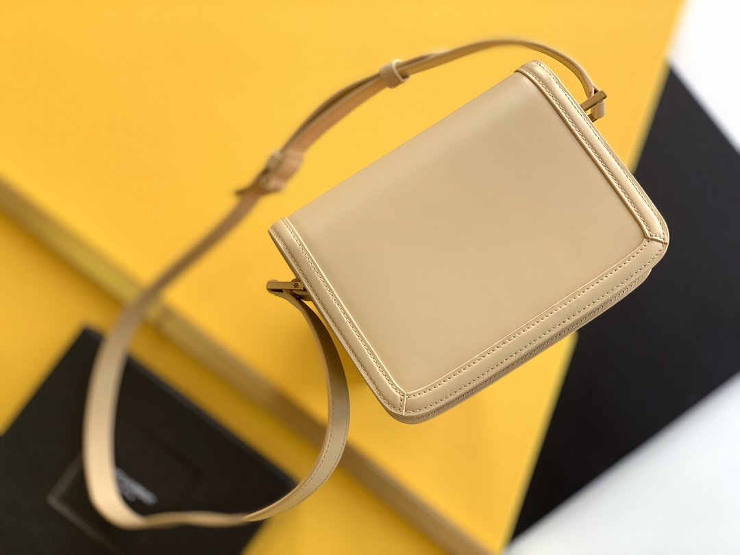 YSL Saint Laurent Solferino Box Hardware 7in 19cm Beige Gold Small Satchel Bag Ysl 6343060Sx0W9207