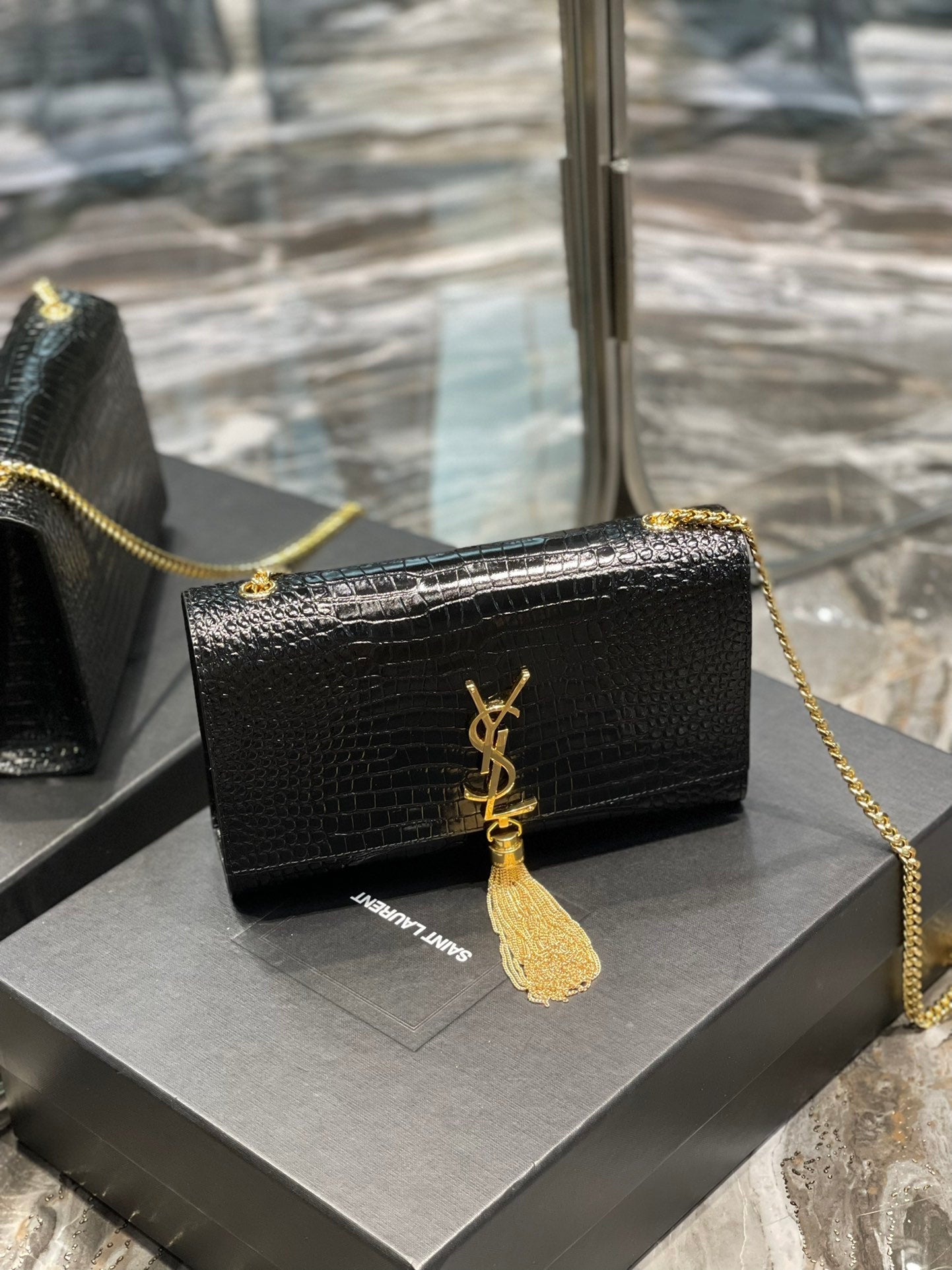 YSL Saint Laurent Ysl Saint Laurent Kata Medium Chain Bag Black Travel Bag Ysl 354119Dnd0J1000 2629